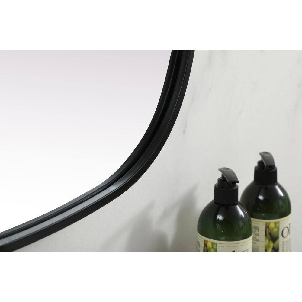 Alt View 2. Elegant Decor - Metal Frame Oval Mirror 24x40 Inch in Black - Black.