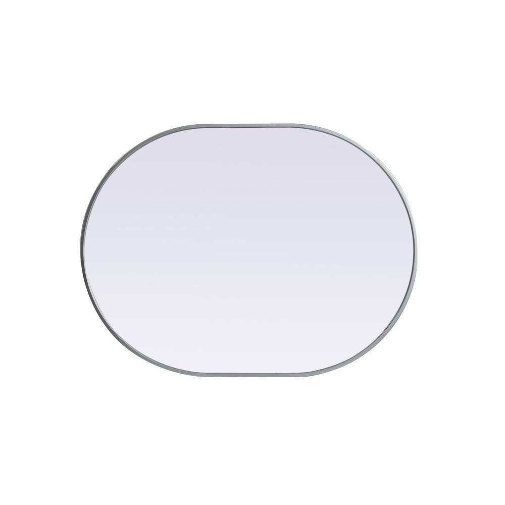 Back. Elegant Decor - Metal Frame Oval Mirror 30x40 Inch in Silver - Silver.