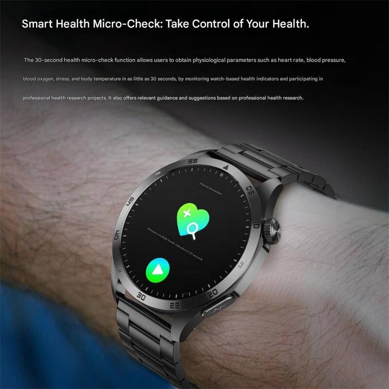 Smart Health Micro-Check: Take Control of Your Health.

The 30-second health micro-check function allows users to obtain physiological parameters such as heart rate, blood pressure, blood oxygen, stress, and body temperature in as little as 30 seconds, by monitoring watch-based health indicators and participating in professional health research projects. It also offers relevant guidance and suggestions based on professional health research.