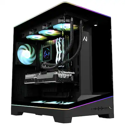 Front. Andromeda Insights - Elite 50 V4 Gaming PC, GeForce RTX 5070 Ti 16GB, Ryzen 7 9800X3D, 32GB DDR5, 2TB SSD - Black.