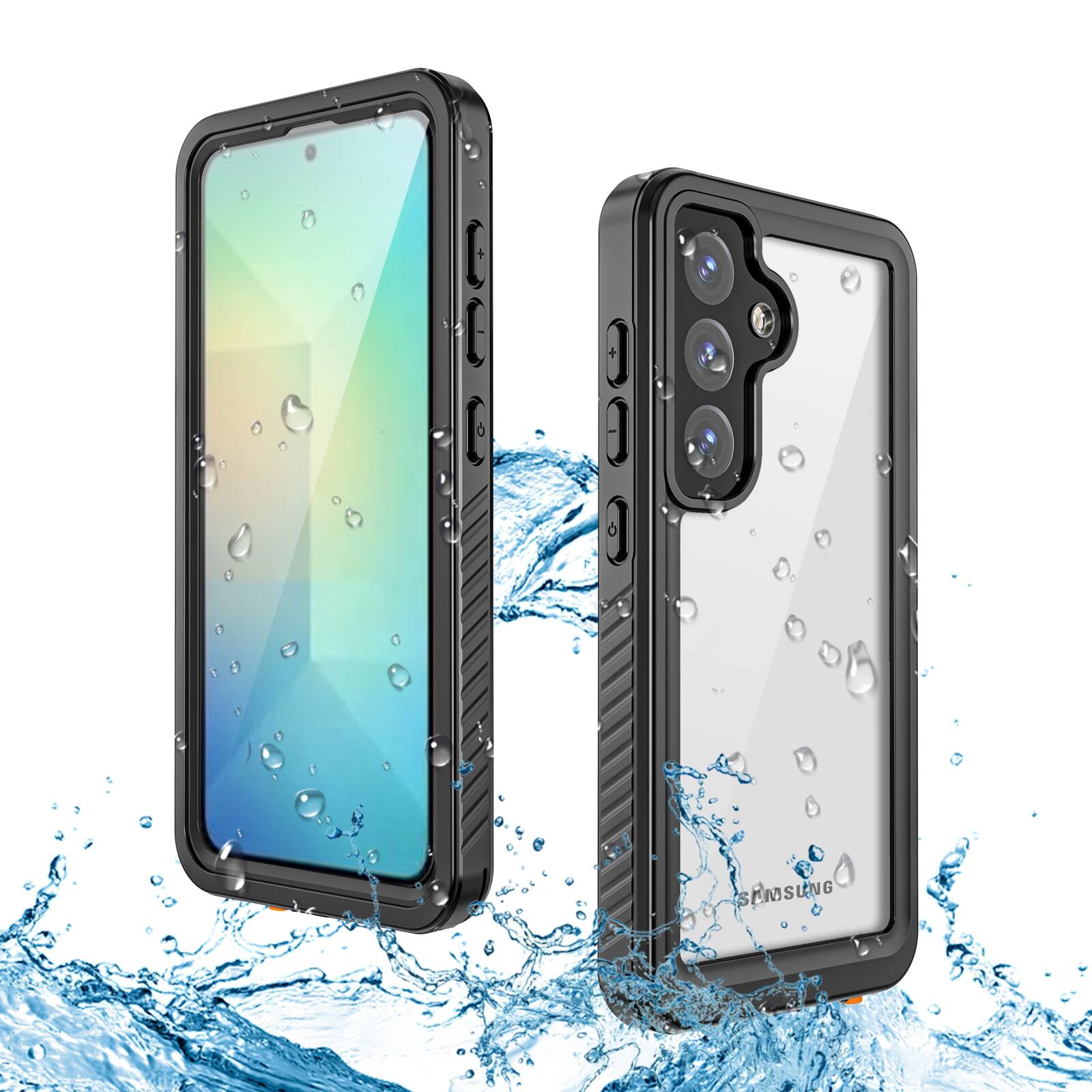 Front. UUCOVER - Waterproof Case for Samsung Galaxy S25+,Shockproof Full Body Protective Case with Screen Protector Clear Back Cover - Black.