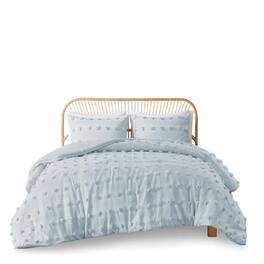 Hivvago - King/Cal King 3-Piece Pompom Microfiber Hypoallergenic Comforter Set - Blue