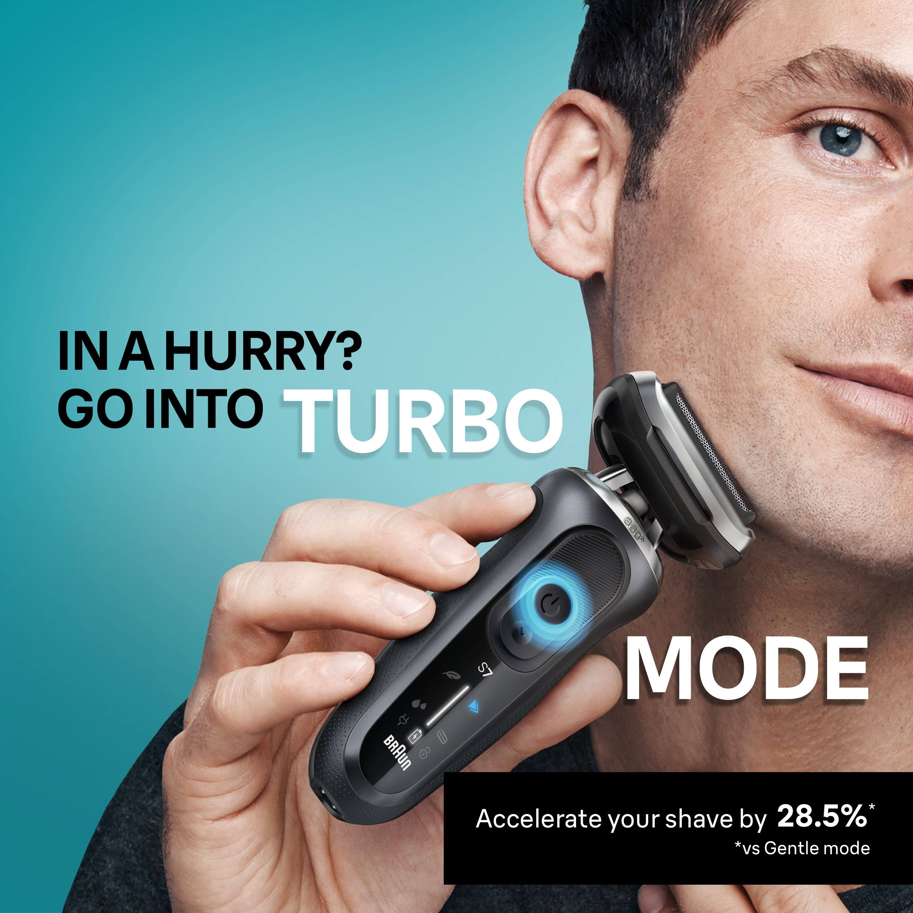 IN A HURRY? GO INTO TURBO MODE

Accelerate your shave by 28.5%*  
*vs Gentle mode