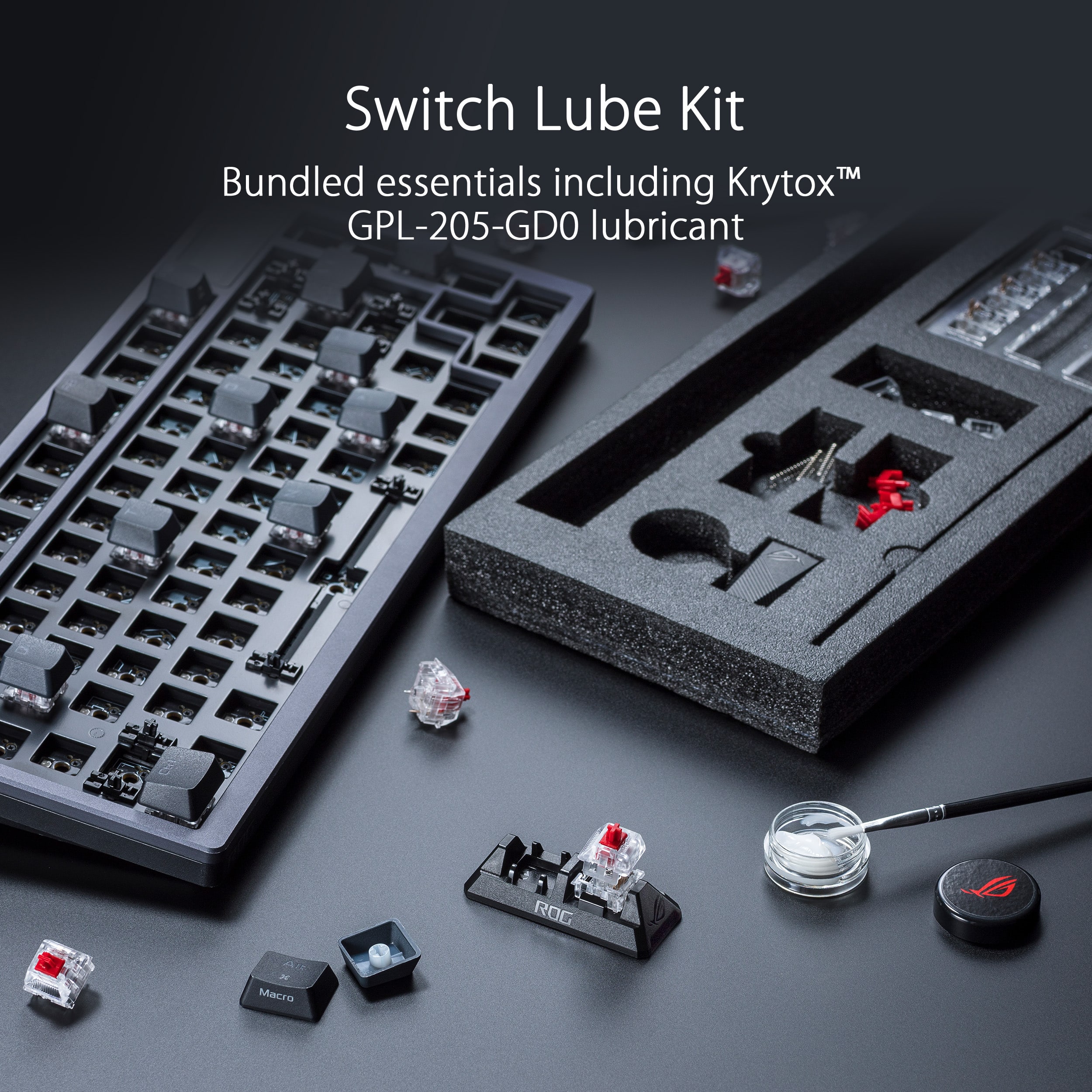 Switch Lube Kit TM Bundled essentials including Krytox GPL-205-GD0 lubricant ROG aro.