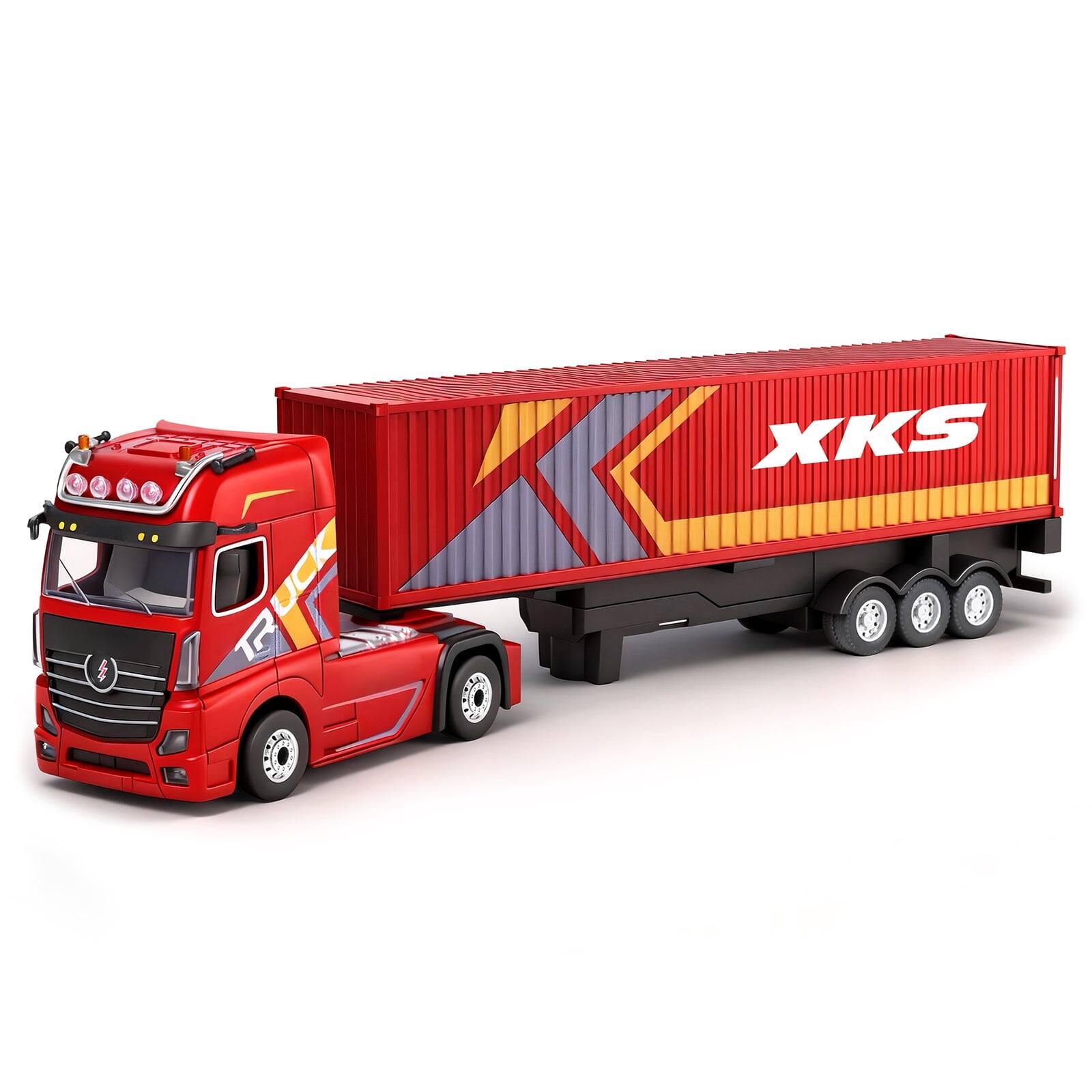 Alt View 6. Topteng - 1/64 Container RC Truck–2.4G,4WD,Proportional Steering,Detachable Trailer,Lights&Sounds,22 Min, Fit for Kids & Hobbyists - Red.