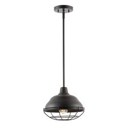 Jonathan Y - Levi 10.38" 1-Light Industrial Farmhouse Iron LED Pendant - Oil Rubbed bronze