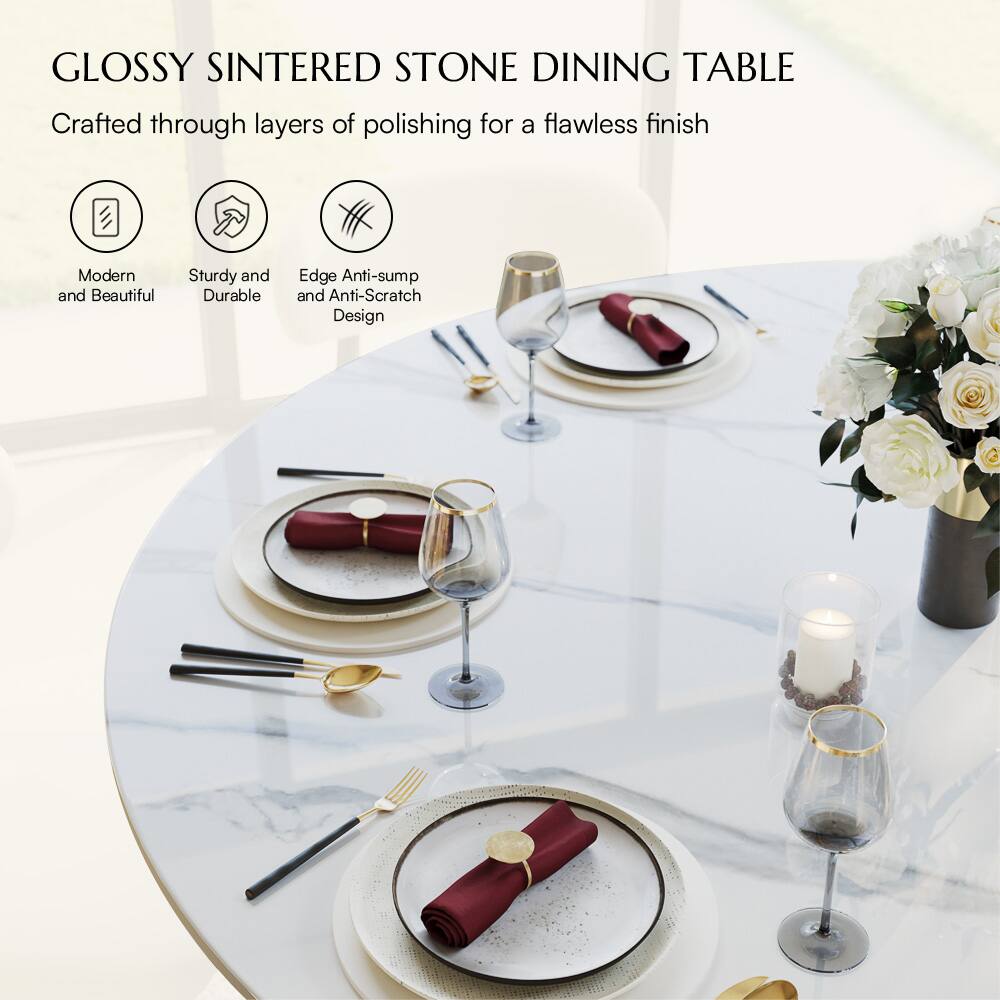 GLOSSY SINTERED STONE DINING TABLE

Crafted through layers of polishing for a flawless finish

- Modern and Beautiful
- Sturdy and Durable
- Edge Anti-sump and Anti-Scratch Design