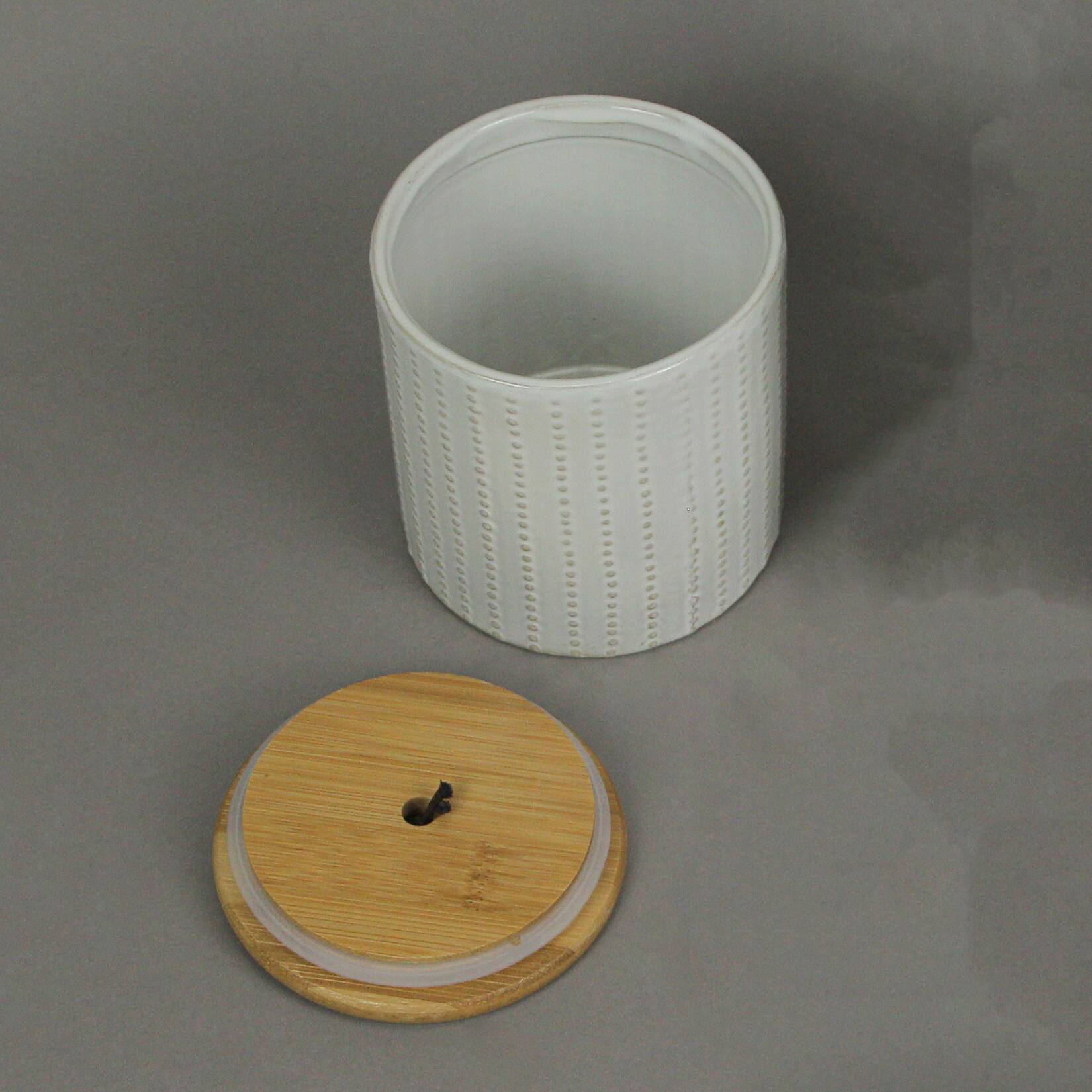 Alt View 2. PD Home & Garden - 5 In White Ceramic Jar With Wood Lid Decorative Kitchen Counter Canister Storage - White.