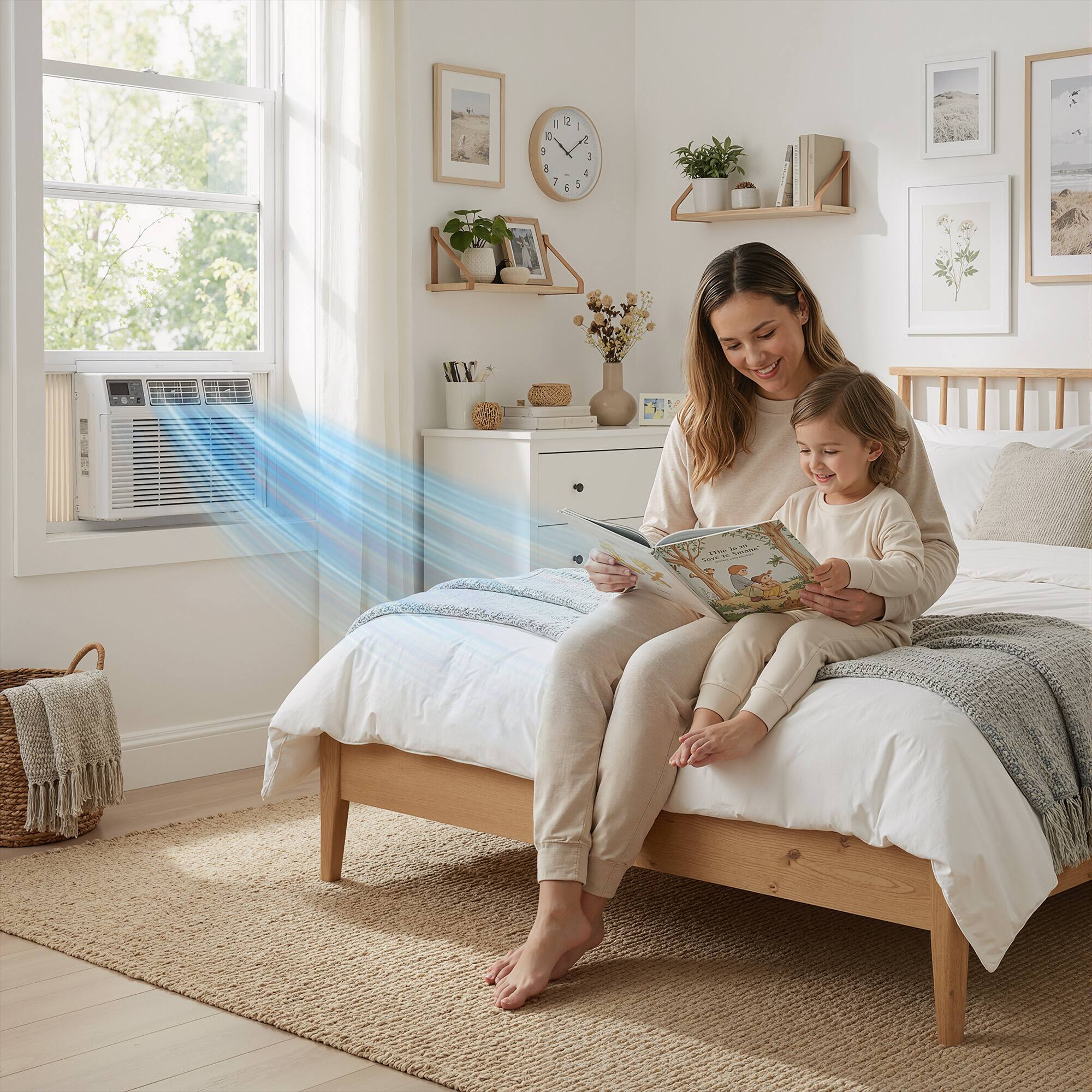 Alt View 5. SIMZLIFE - 8,000 BTU Window Air Conditioner, Cools 250-350 sq.ft, 4-in-1 AC/Dehumidifier/Fan/Auto, Energy Efficient,Remote Control - white.