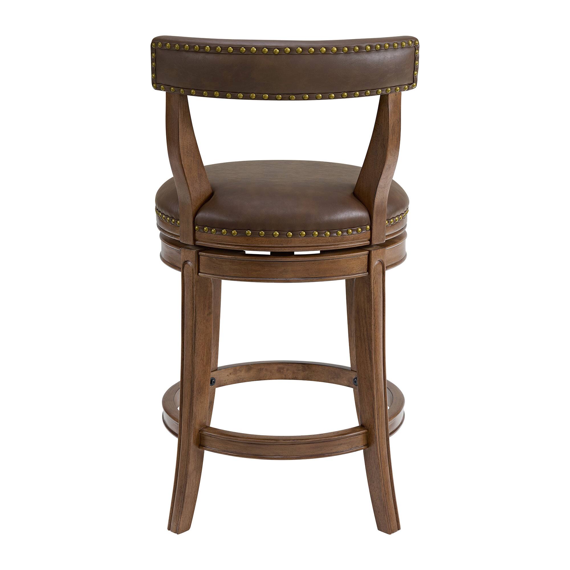 Alt View 8. ROME + OAK - ROME + OAK Ruxban 26" Swivel Counter Stool, Walnut, Saddle Brown Vegan Leather - Walnut/Saddle Brown.