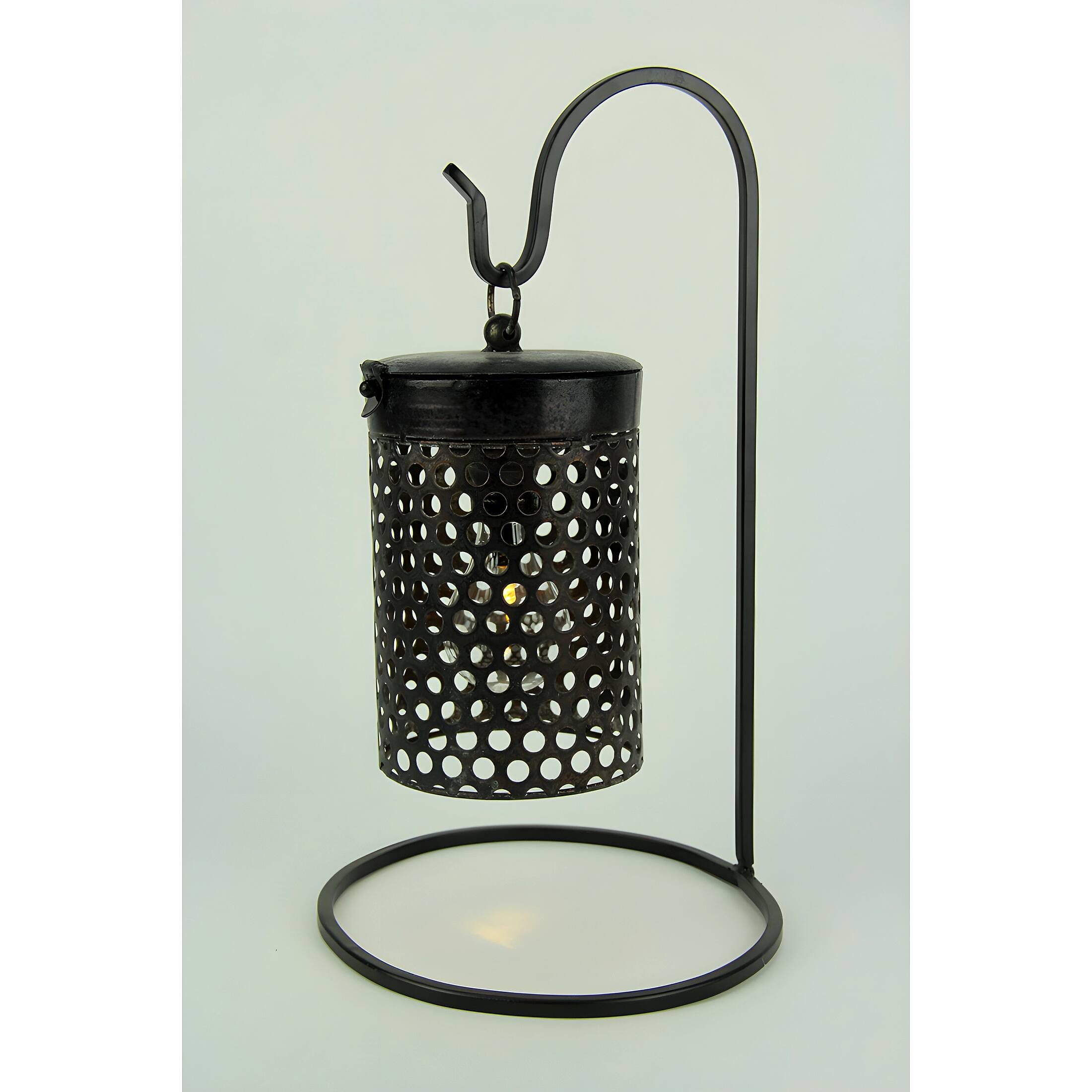 Alt View 1. PD Home & Garden - Black Metal Cage Hanging LED Accent Light with Stand - Black.
