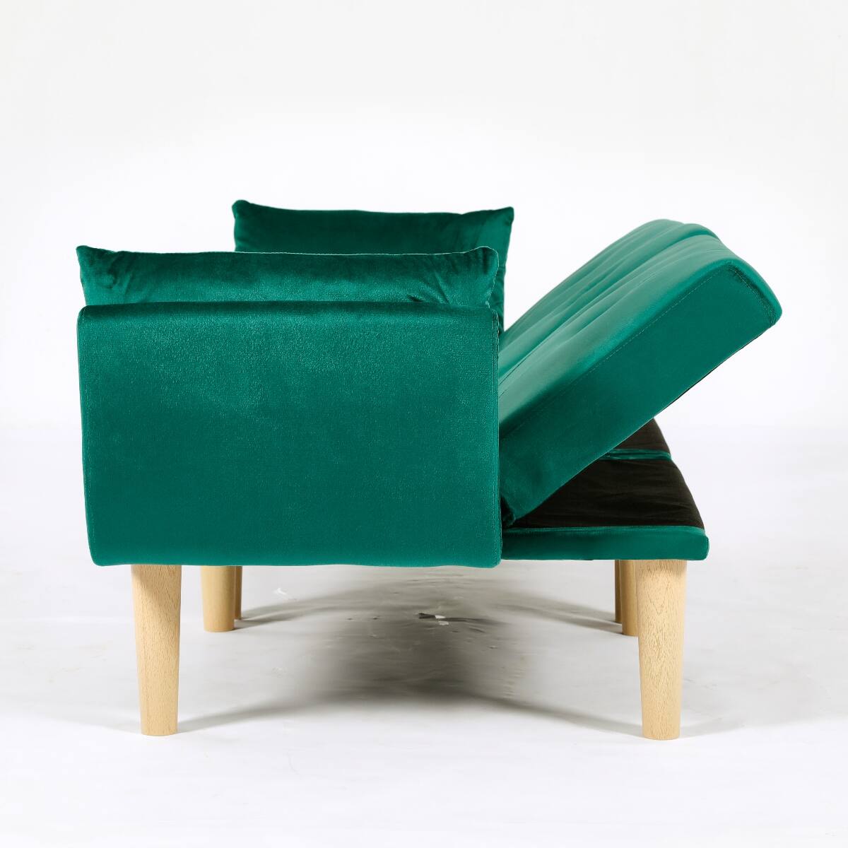 Alt View 8. Ropilly - Ropilly 72 Inch Foldable Loveseat Green Velvet 2 Seater Sofa for Living Room Apartment - Green.