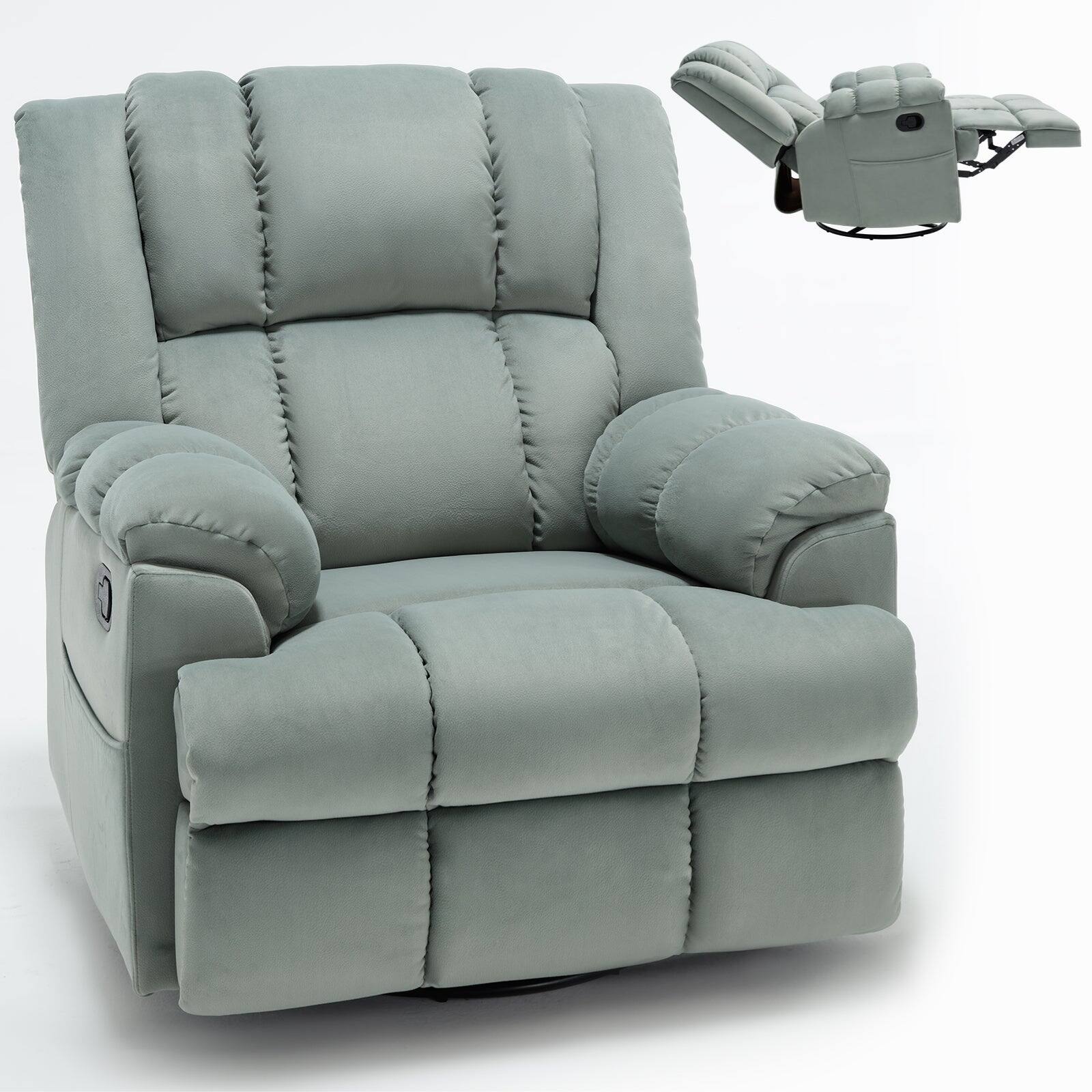 Alt View 9. Boyel Living - Manual Recliner Chair with Rocker and Swivel in Fabric for Living Room - Light Green.