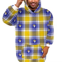 Pegasus - Los Angeles Rams Plaid Logo Box Bloncho with Sherpa Inside - Multicolor