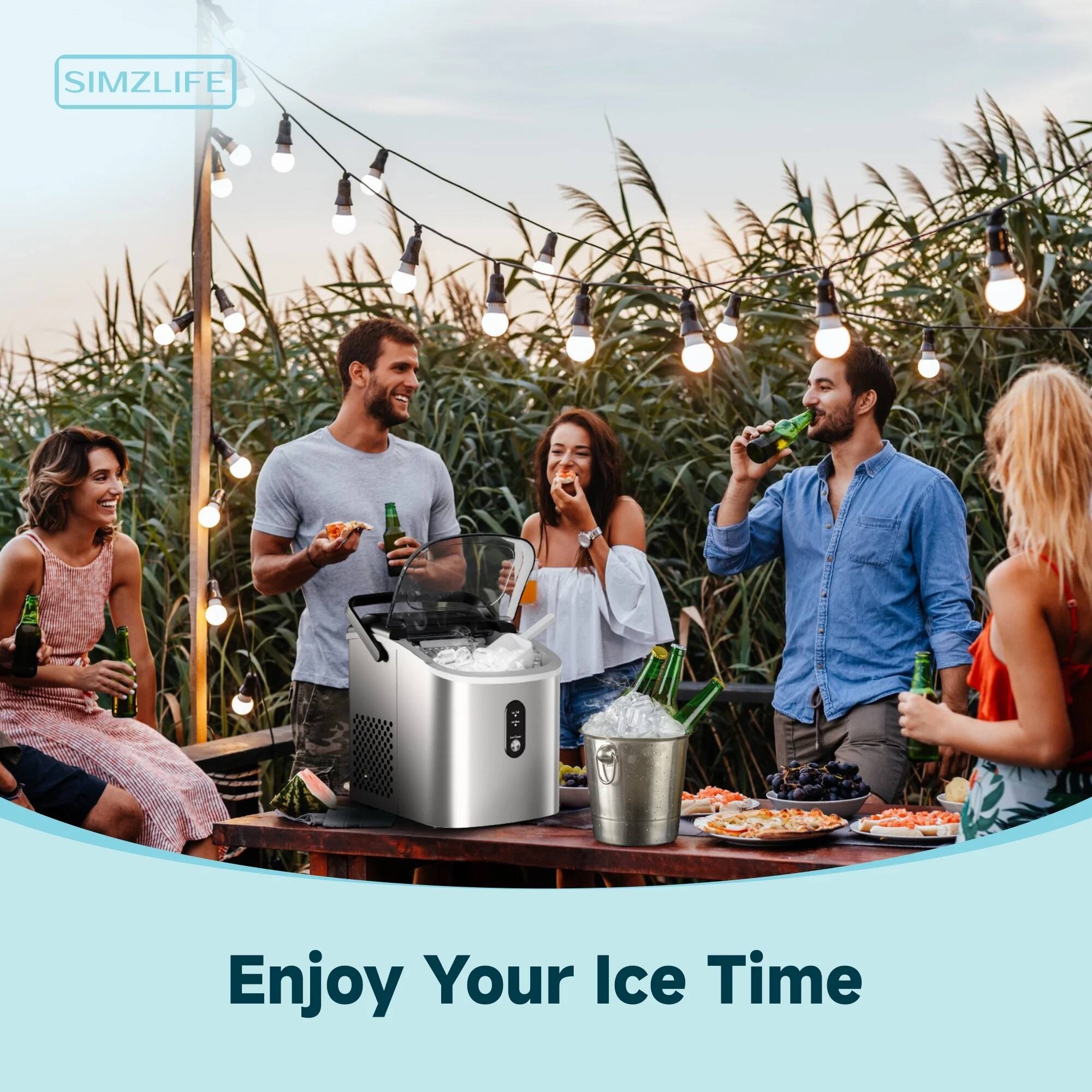 SIMZLIFE Countertop Ice Maker 26 lbs/Day Portable Self