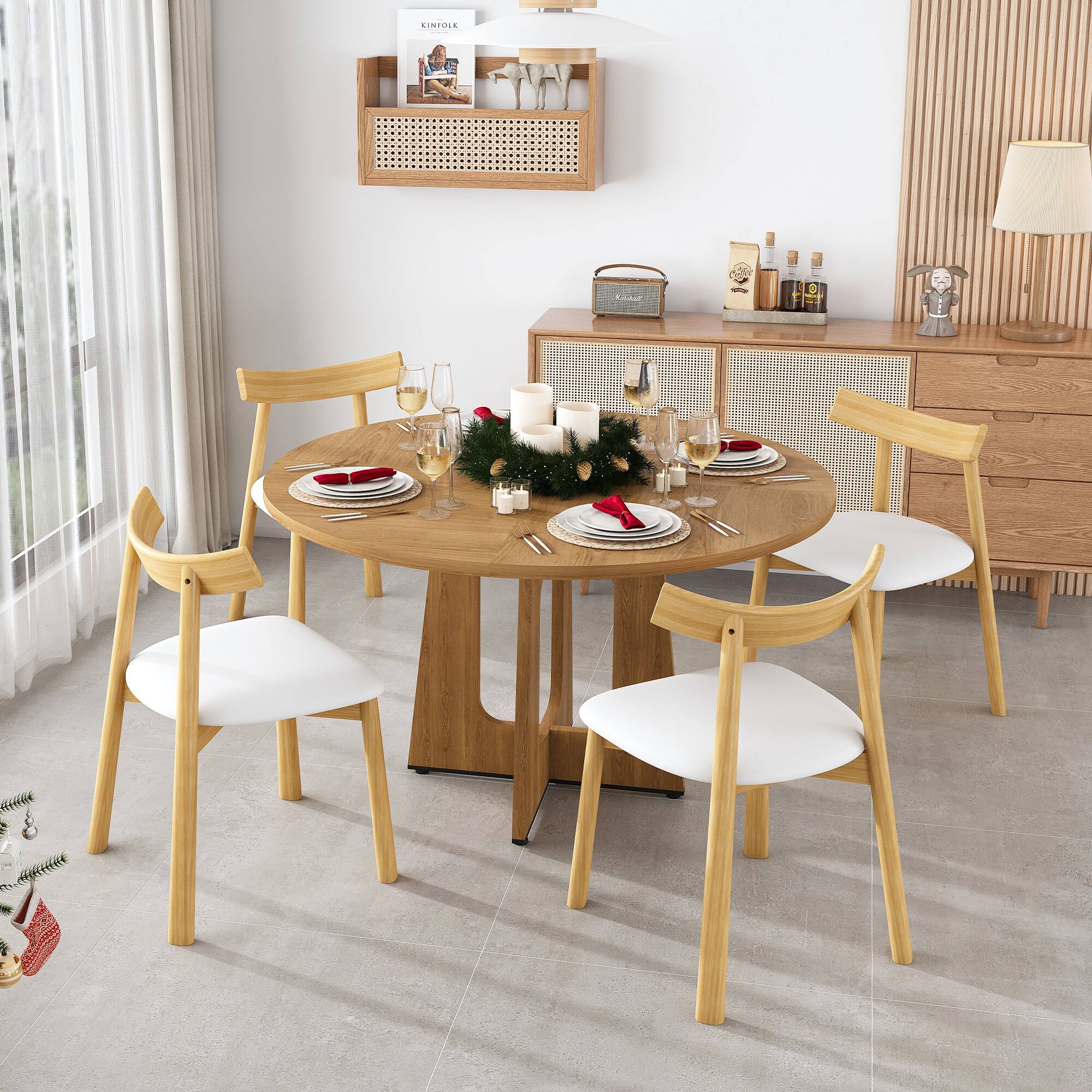 MERAVOM Round Dining Table for 4 6 People, 47