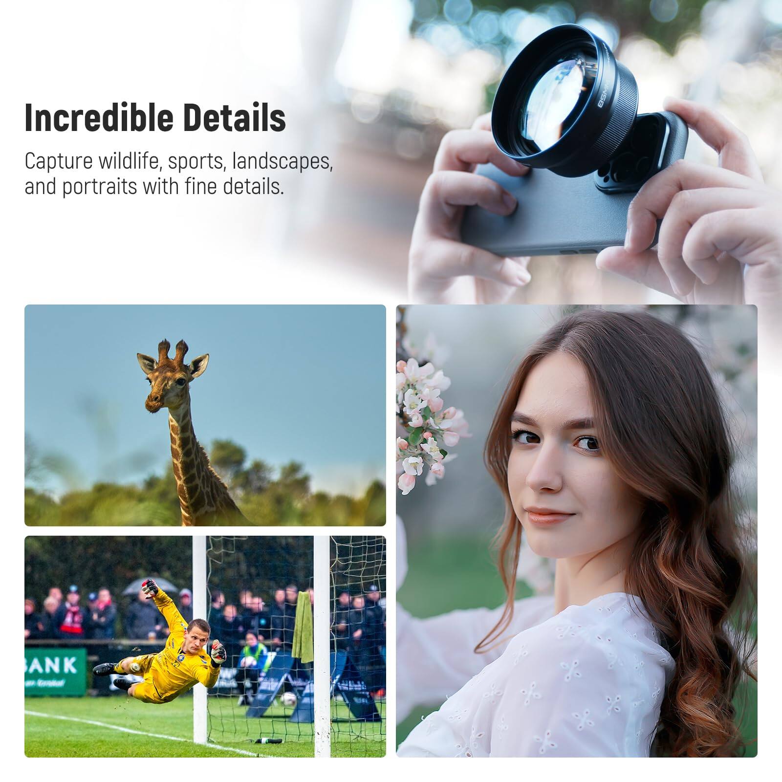 Incredible Details

Capture wildlife, sports, landscapes, and portraits with fine details.