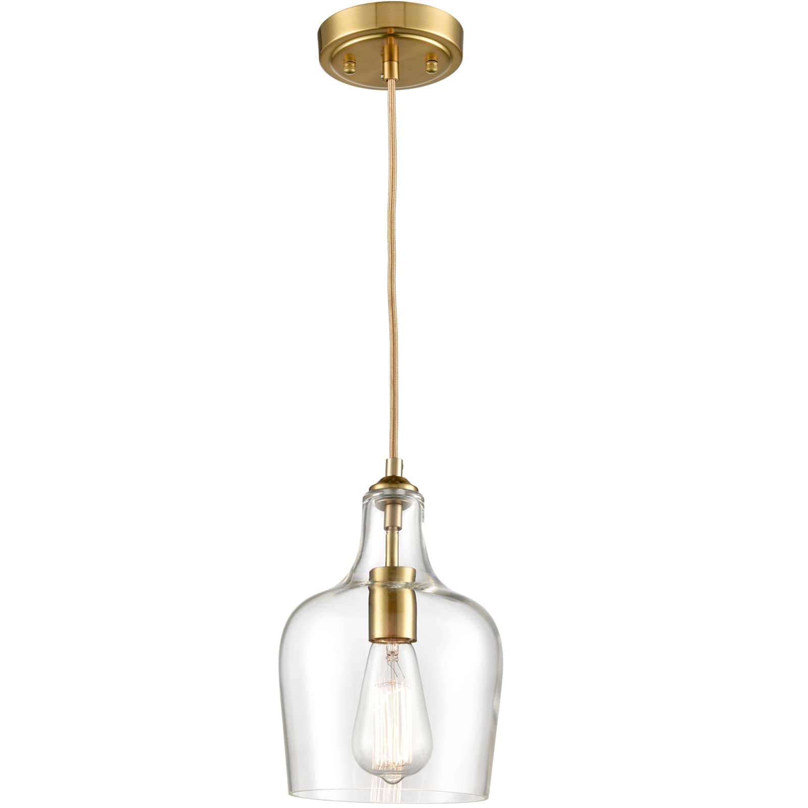 MOOSE - Modern with Bell Shade Glass Shade Adjustable Pendant Light Fixture - Gold