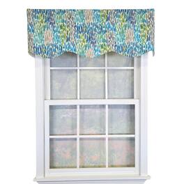 RLF Home - 100% Cotton Dazzle Provance With Poly/Cotton Ivory lining Rod Pocket Valance 50" x 17" - Blue