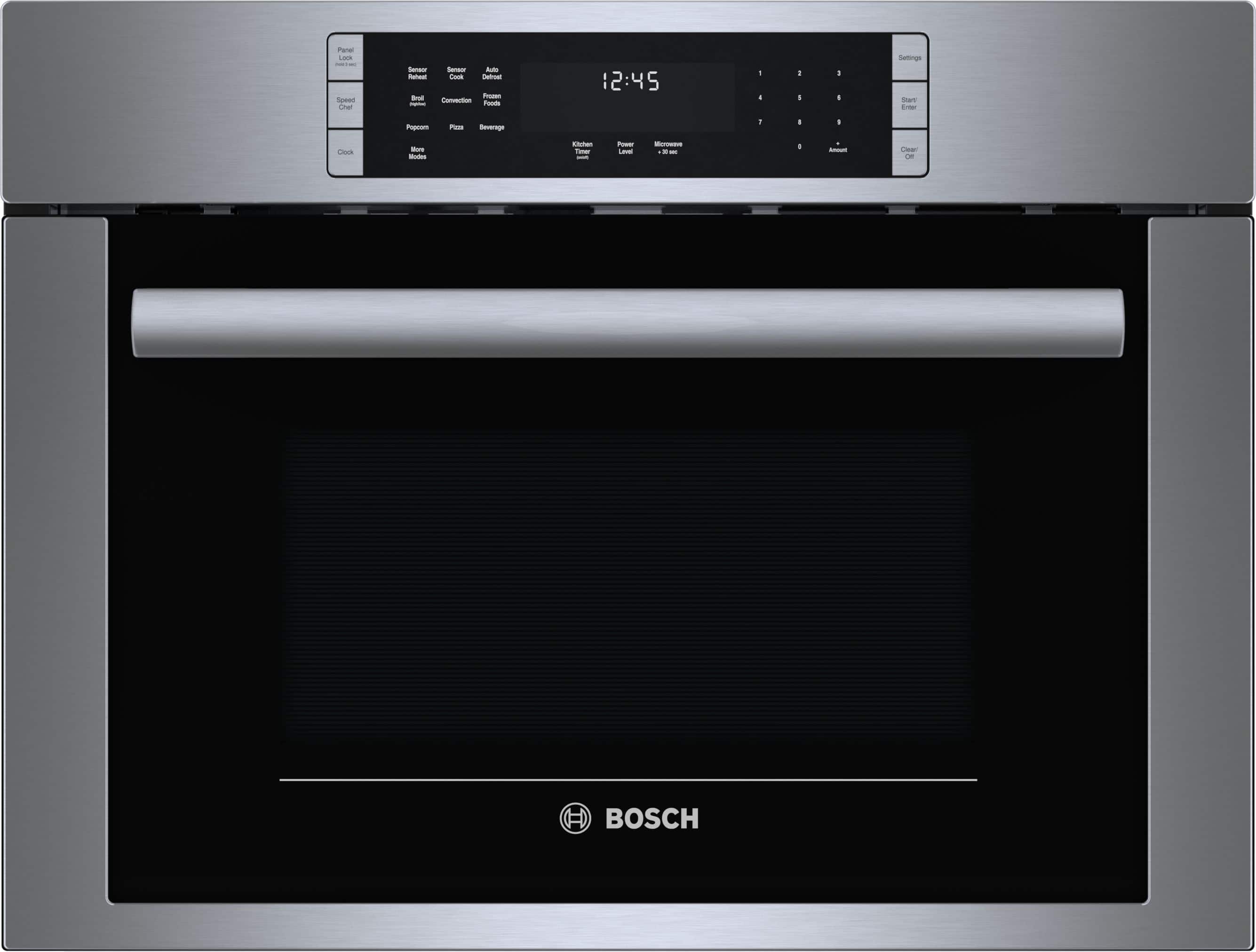 Bosch - 500 Series 1.6 Cu. Ft. Convection Built-In Microwave with Sensor Cooking - Stainless Steel - Front_Zoom