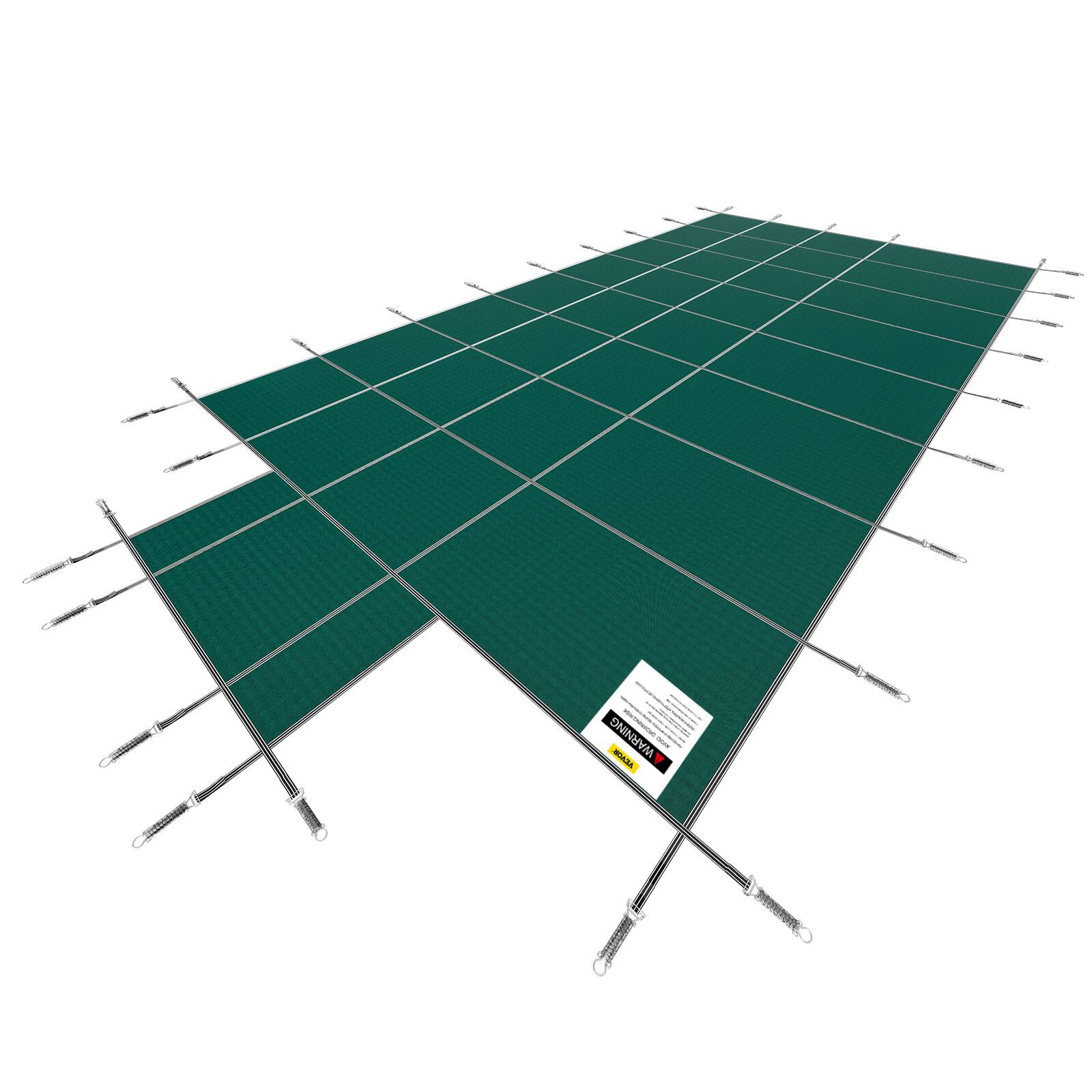 Alt View 5. VEVOR - Pool Safety Cover Fits 18x36ft Rectangle Inground Pools,  with 4x10ft Center End Step, Mesh Solid Pool Cover - Green.
