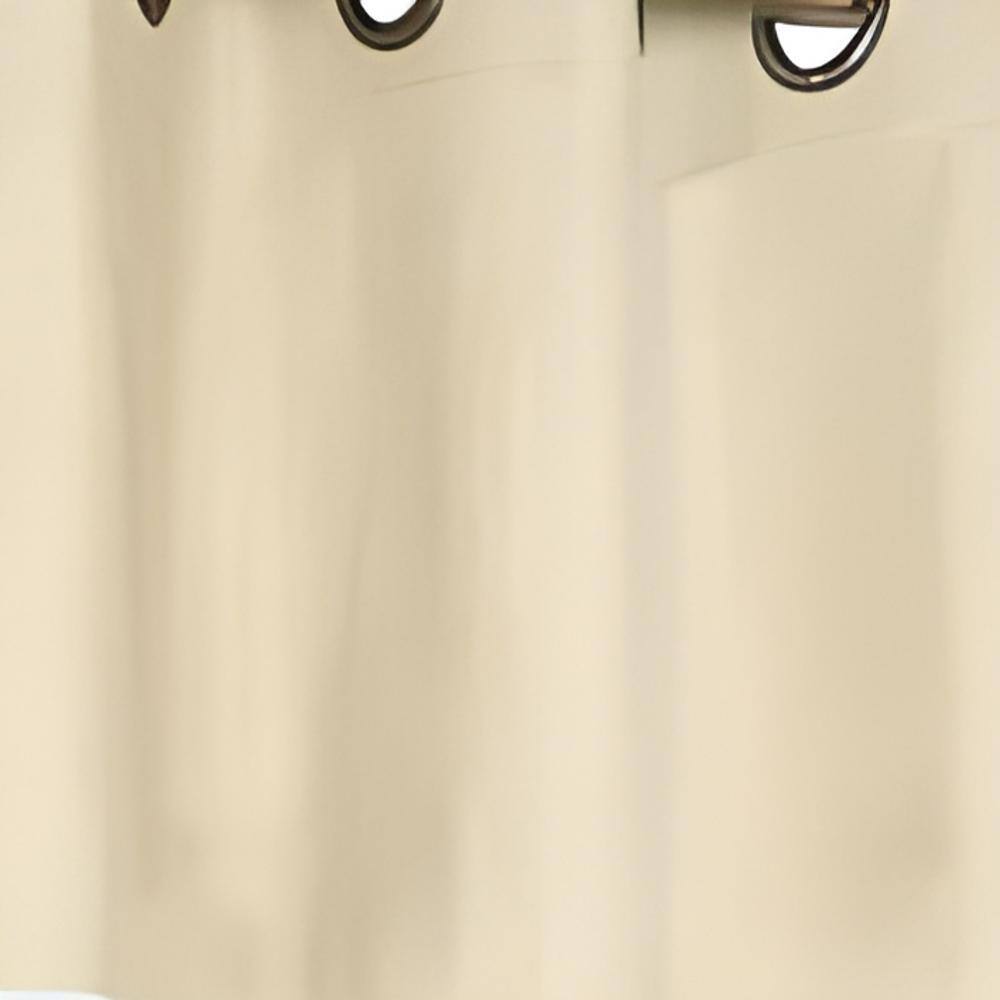 Left. Commonwealth Home Fashions - Commonwealth Thermalogic Weather Cotton Fabric Grommet Top Valance - 40"x15" - Natural - Natural.