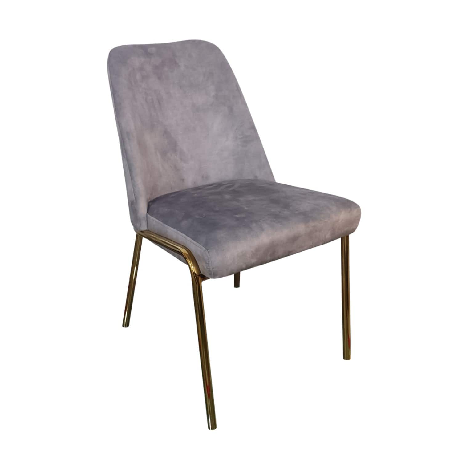 LeisureMod - Lumen Modern Upholstered Dining Chair with Curved Back & Gold Steel Legs - Accent Side Chair - Grey Boucle