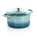 Front. Crockpot - Crock-Pot Artisan 2 Piece 7 Quarts Enamled Cast Iron Dutch Oven in Aqua Blue - Blue.