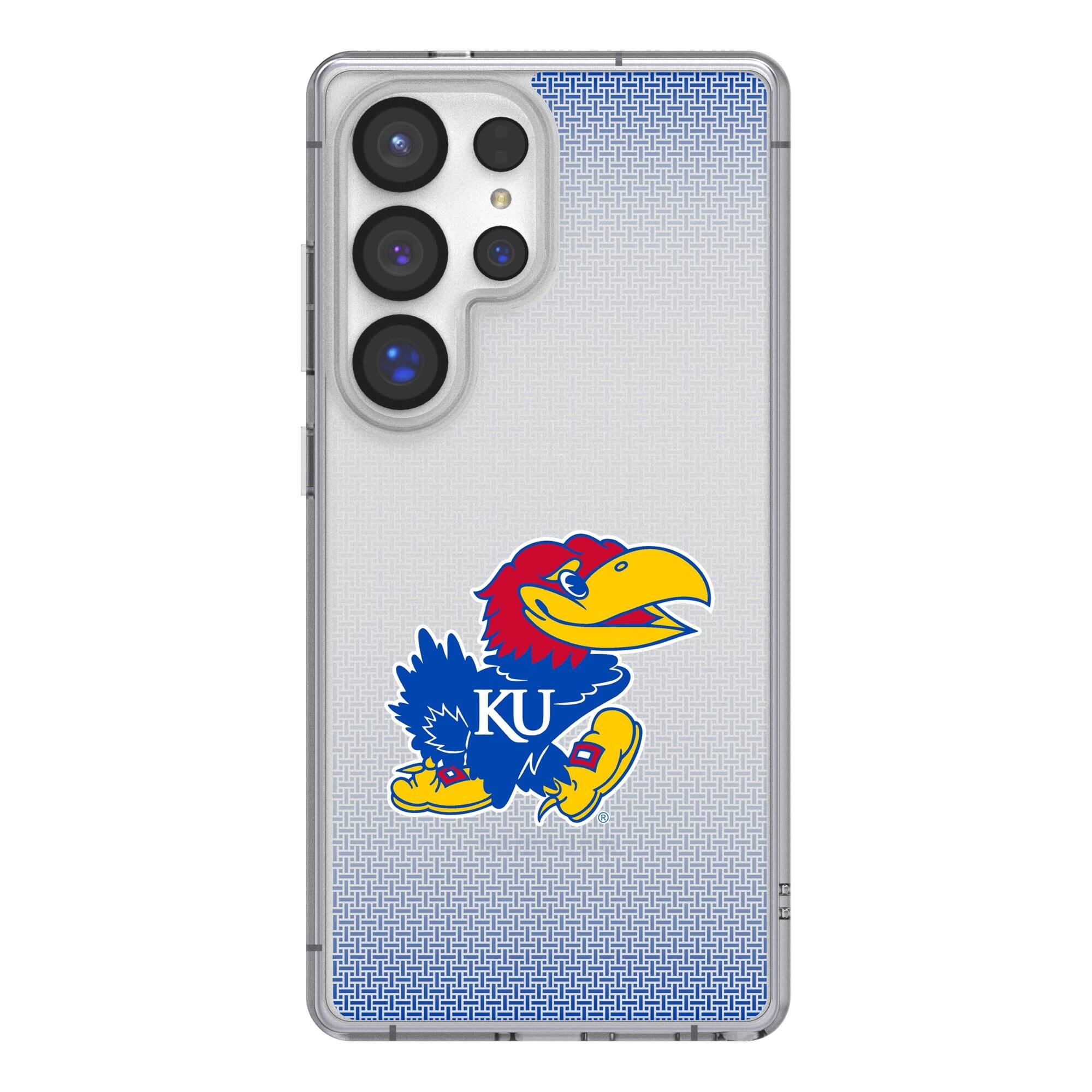 Front. Keyscaper - Kansas Jayhawks Linen Logo Galaxy Clear Case - S24 - Multicolor.