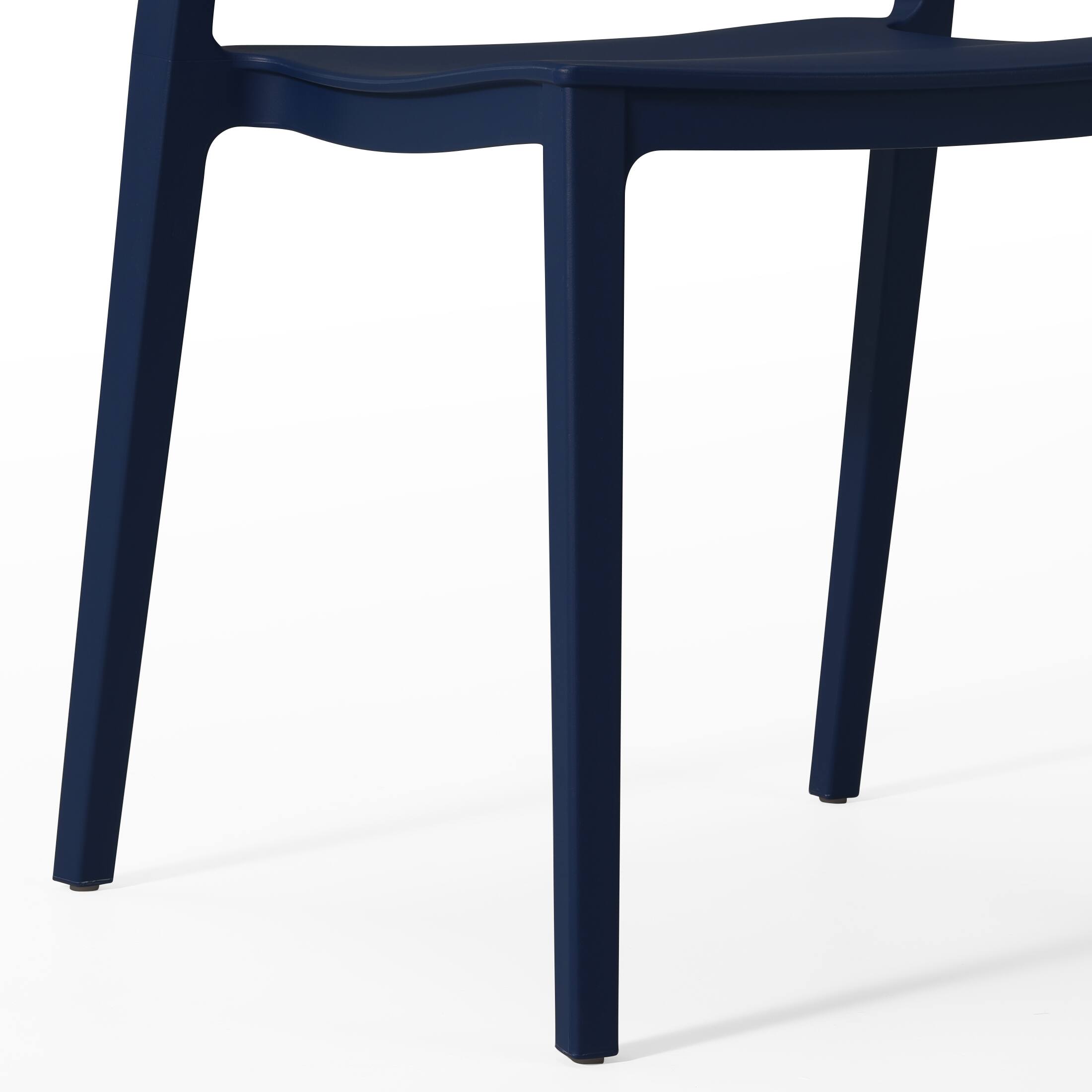 Alt View 4. WestinTrends - WestinTrends Playa Outdoor Modern Stackable Plastic Patio Bistro Dining Side Chairs (Set of 2) - Navy Blue.