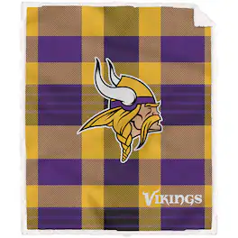 Pegasus - Minnesota Vikings 60" x 70" Plaid Steel Royal Plush Sherpa Blanket - Multicolor