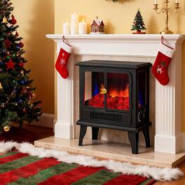 Sweet - 19” Freestanding Electric Fireplace Heater, Indoor Fireplace with Adjustable Flame Effect for Living Room, Bedroom - Black