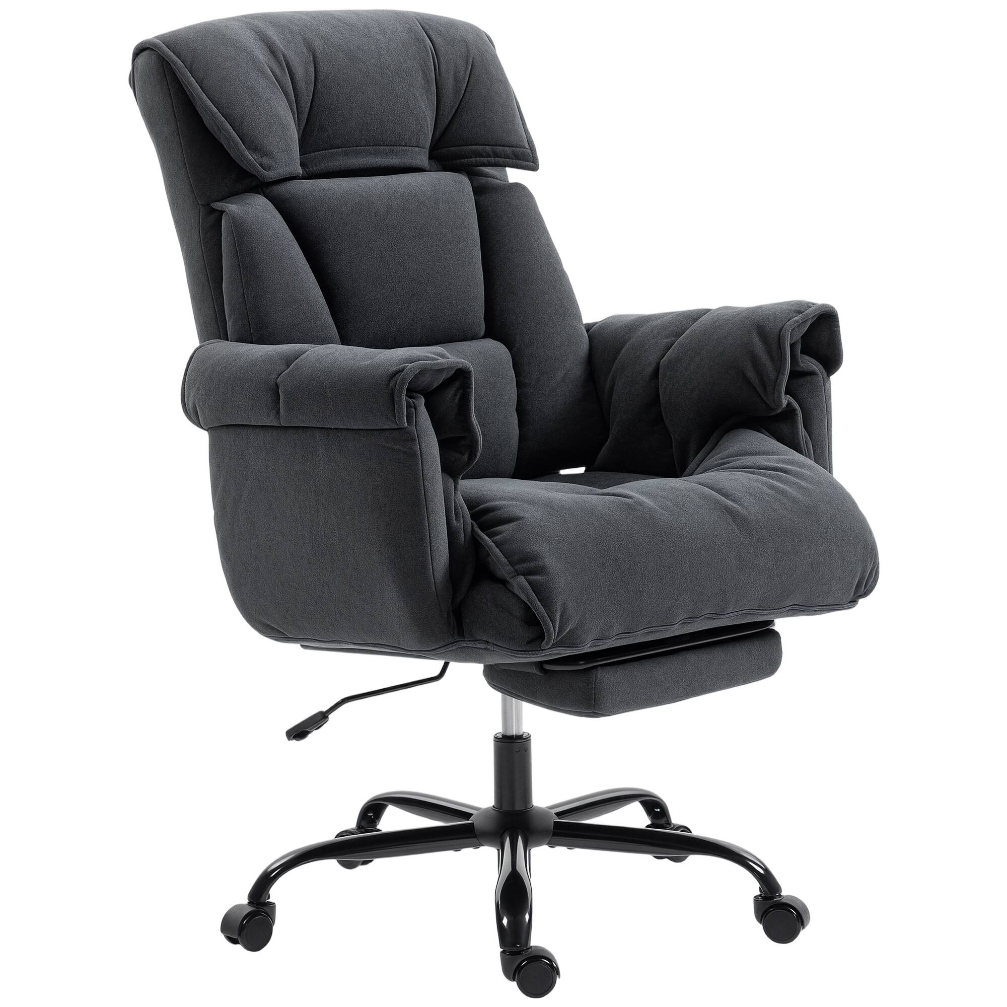 Front. Forest'nSky - High Back Reclining Office Chair with Rolling Wheels, Ergonomic Desk Chair with Lumbar Support in Dark Grey - Dark Grey.