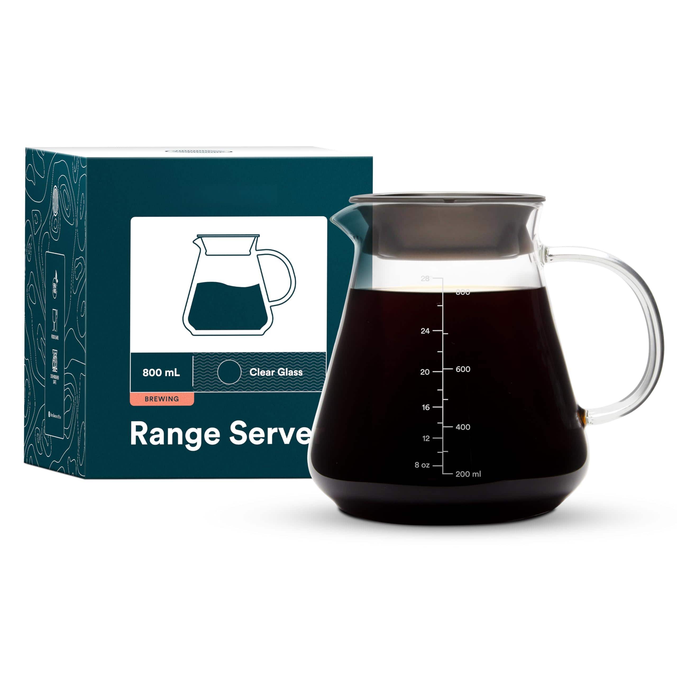 Dapper Styles - Glass Range Coffee Server For Pour Over & Tea - / Microwave Safe Heatproof 2. Thick Body - 800ml