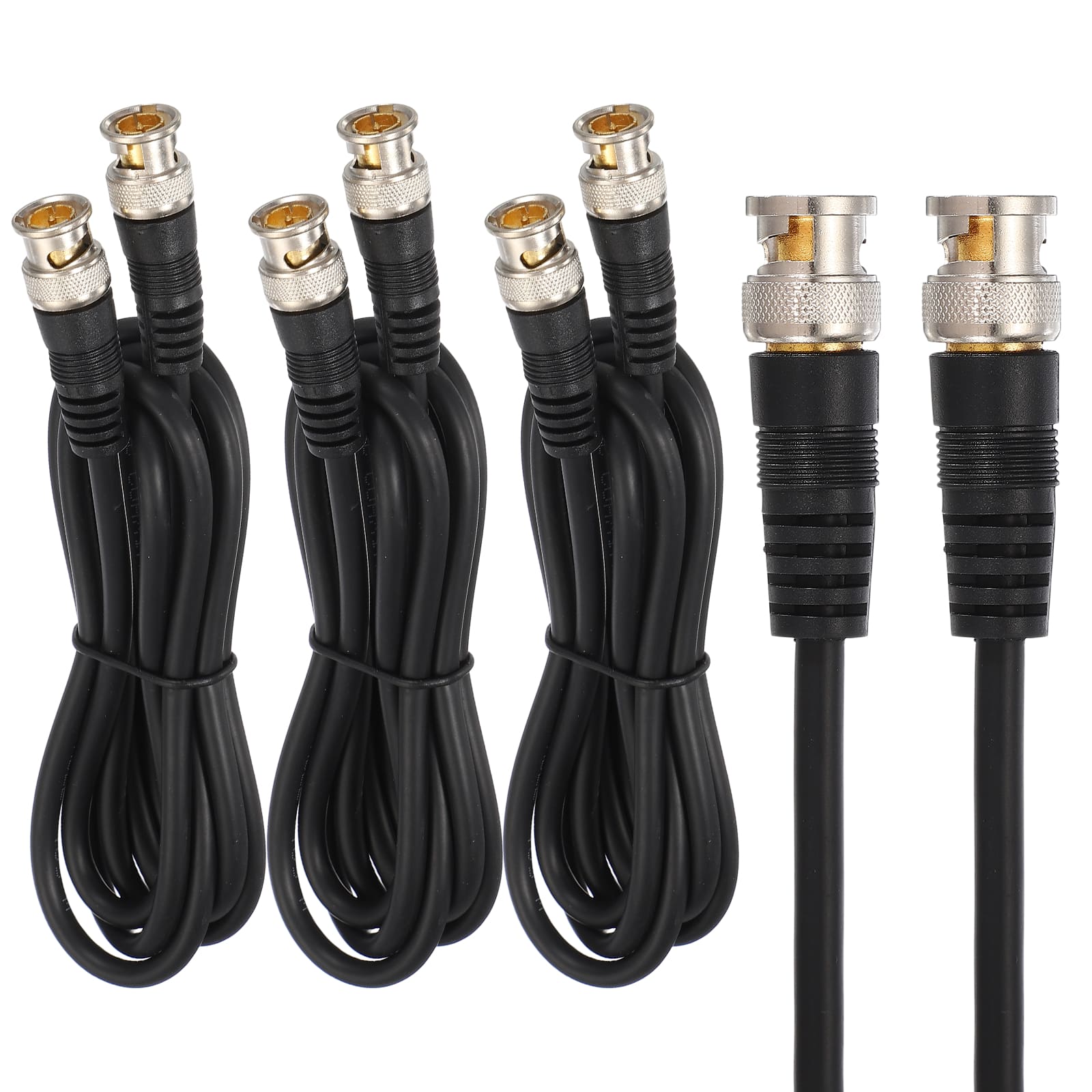 Unique Bargains - BNC Male to BNC Male Coaxial Cable Cord 5FT 70-Ohm Extension Wire for DVR CCTV Security Camera System Monitor (3pcs) - Black