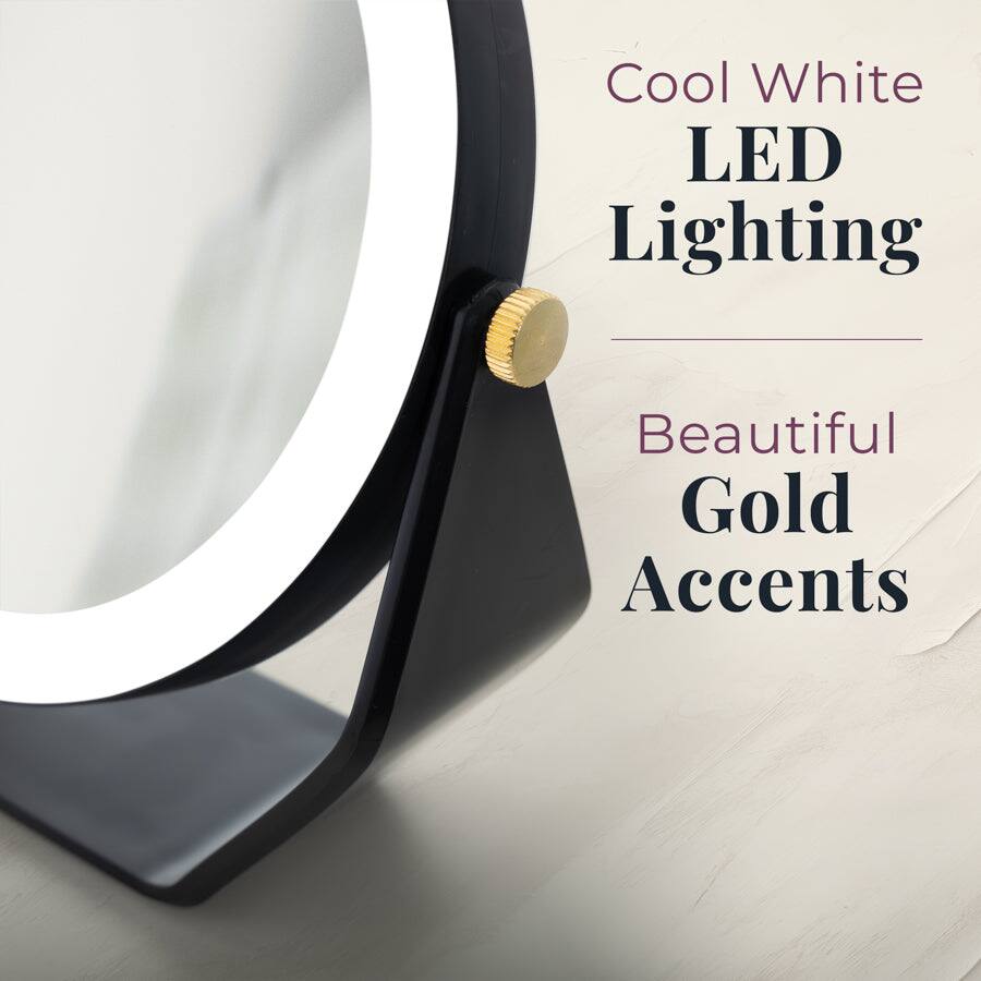 Cool White LED Lighting  
Beautiful Gold Accents