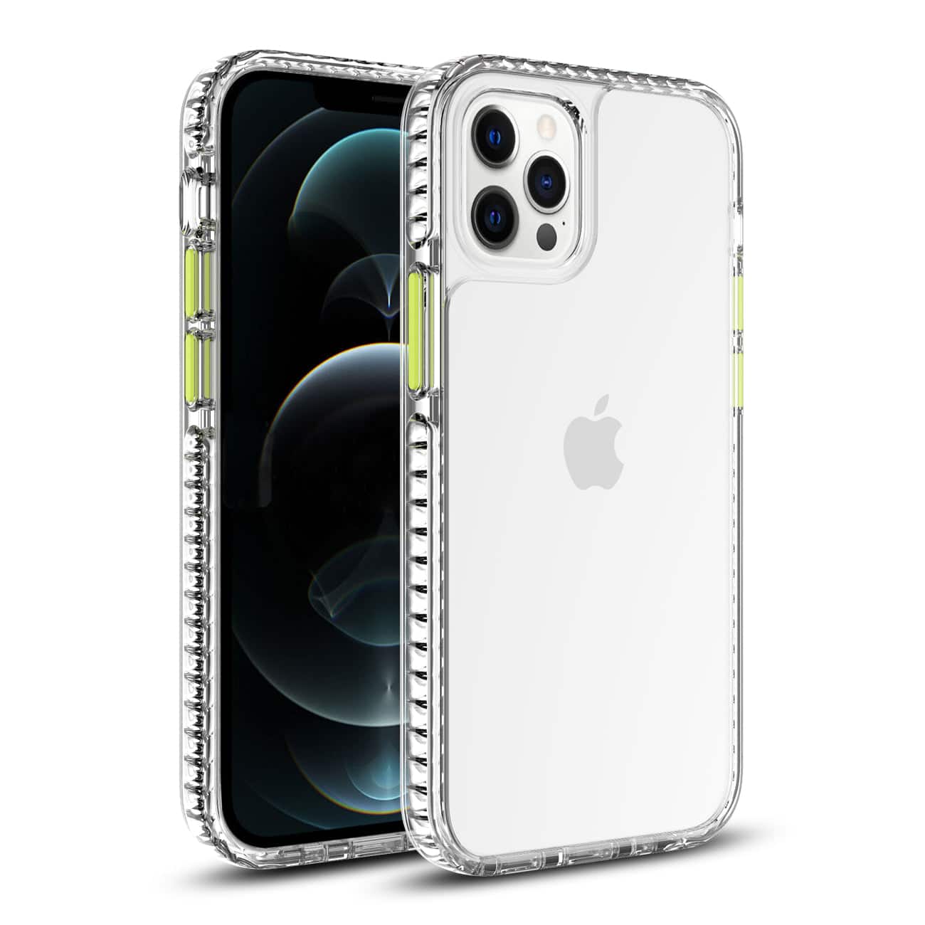 Reiko - Tpu Bumper Shockproof Case With Embedded Coil In Black Apple Iphone 12 Pro Max In - Clear Yellow