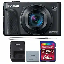 Canon - PowerShot SX740 HS 20.3MP Digital CameraBlack with 64GB Memory card- International Version - Black