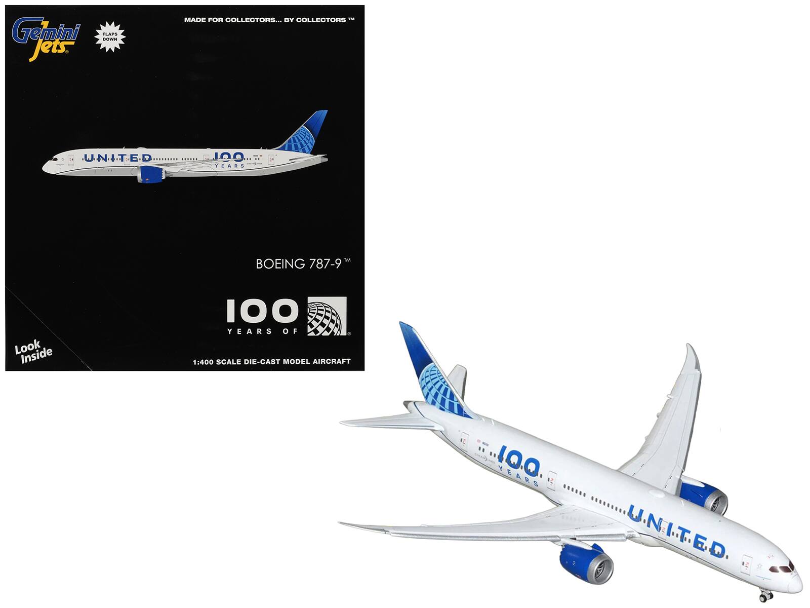 Gemini Jets FLAPS DOWN

MADE FOR COLLECTORS... BY COLLECTORS

UNITED

BOEING 787-9

100 YEARS OF

1:400 SCALE DIE-CAST MODEL AIRCRAFT