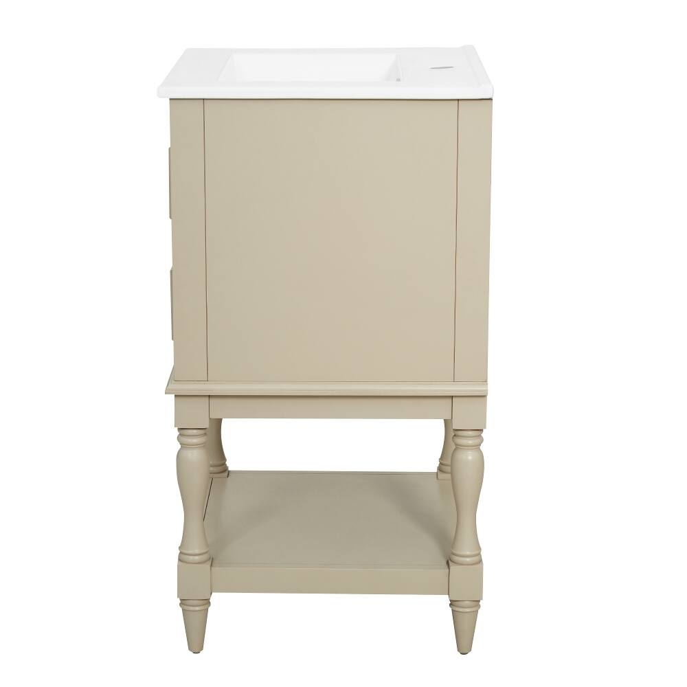 Alt View 9. Loheer - Loheer 20 inch bathroom vanity with sink Beige Bathroom Cabinet Retro Style - Beige.