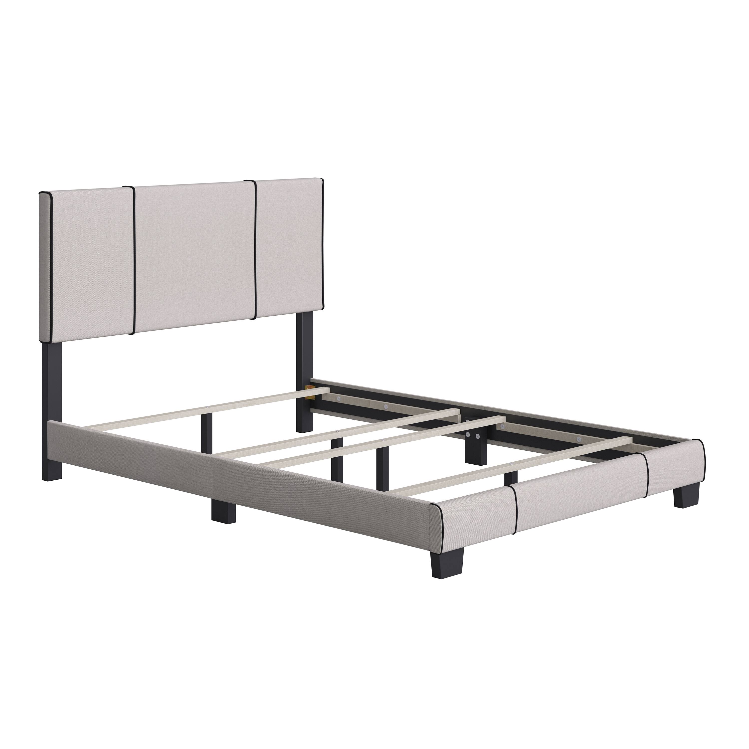 Front. Boyd Sleep - Lucena Upholstered Bed Frame, 4 Slat Wood Support System, Box Spring Required, Twin - White.