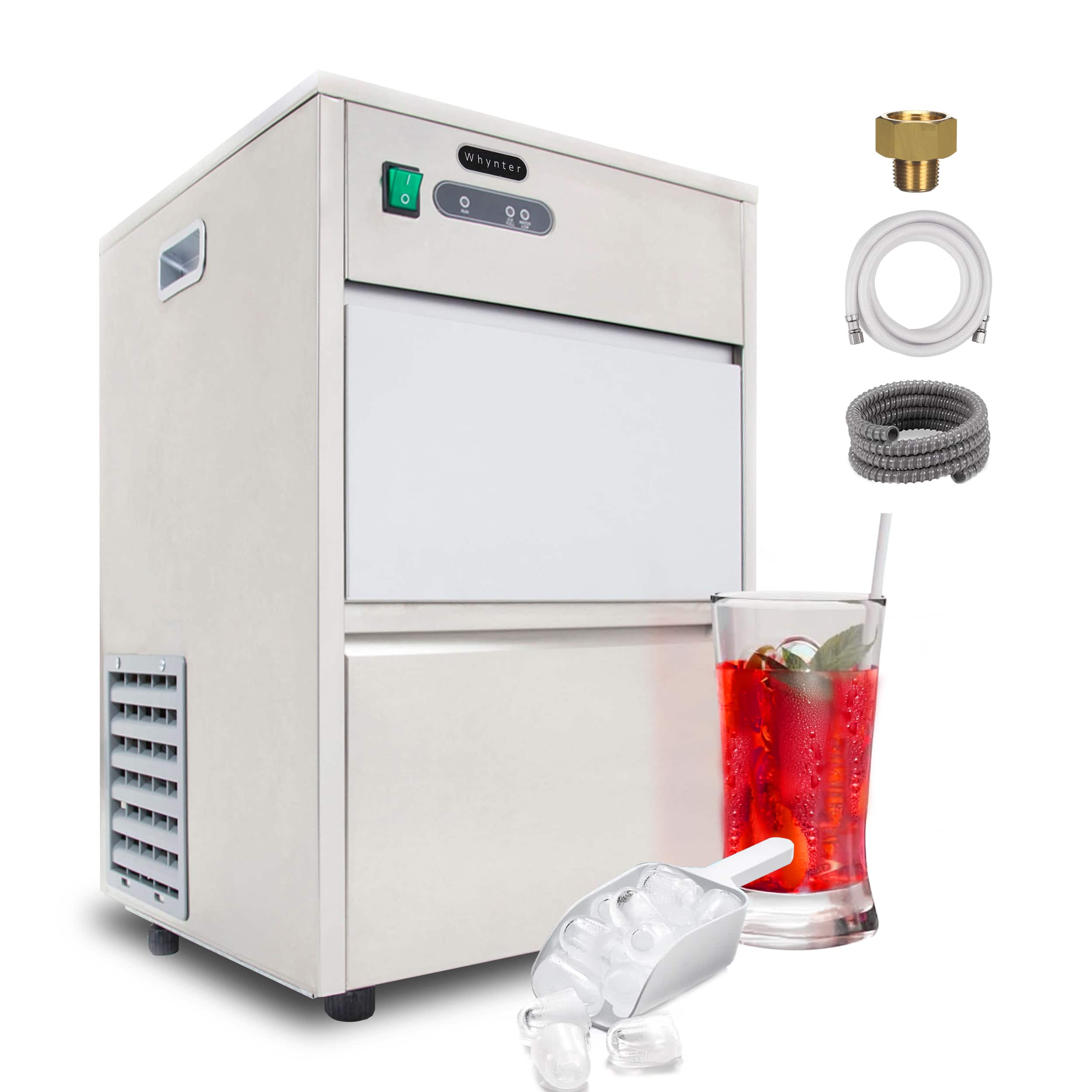 Whynter - 15" 44-Lb. Freestanding Icemaker - Stainless Steel