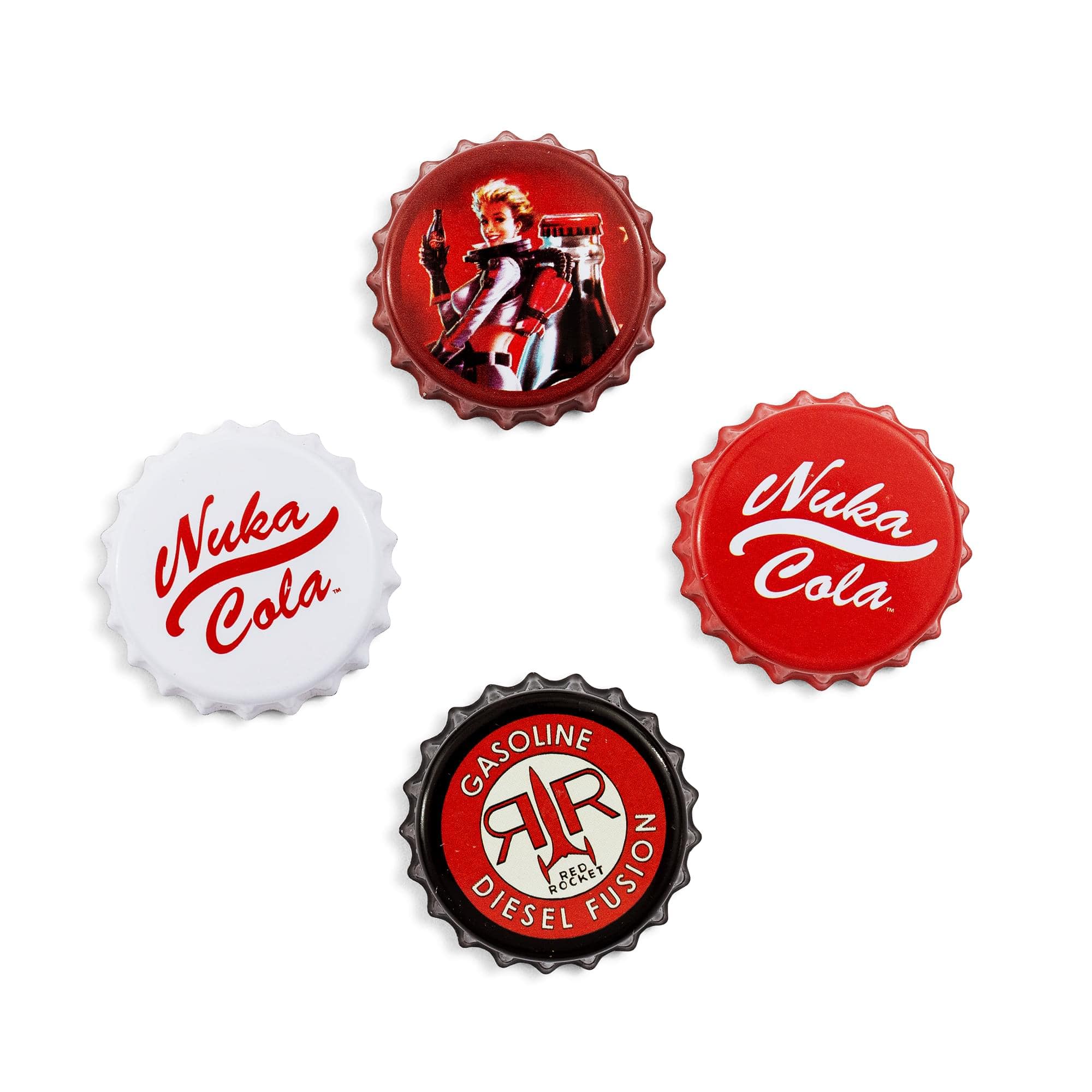 Just Funky - Fallout Nuka-Cola Bottle Cap Magnets | Set of 4 - Red