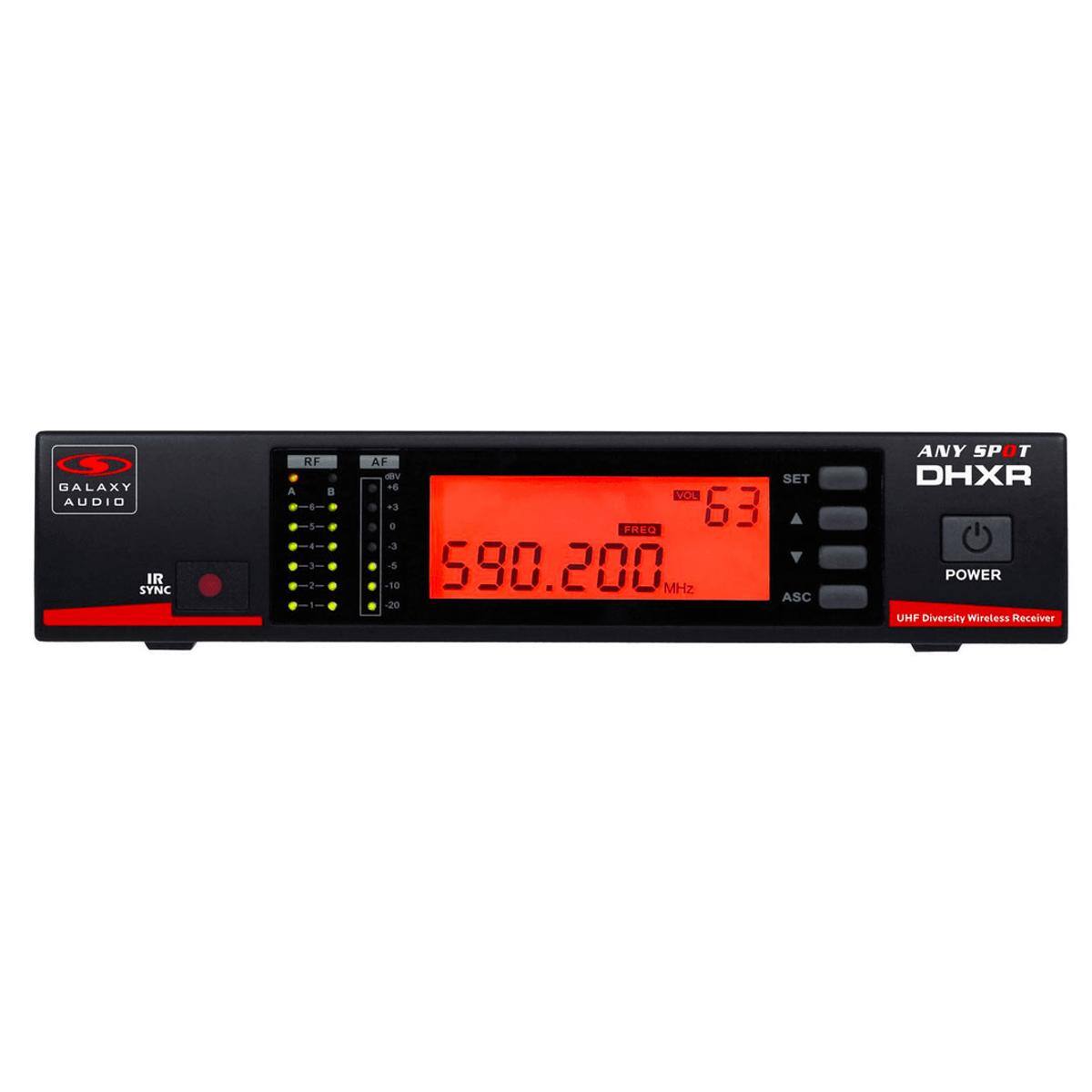 GALAXY AUDIO IR SYNC A RF AF - SET + VOLUME +3 a 63 FREQ 4 590.200 MHz ASC -20 ANY SPOT DHXR UHF Diversity Wireless Receiver