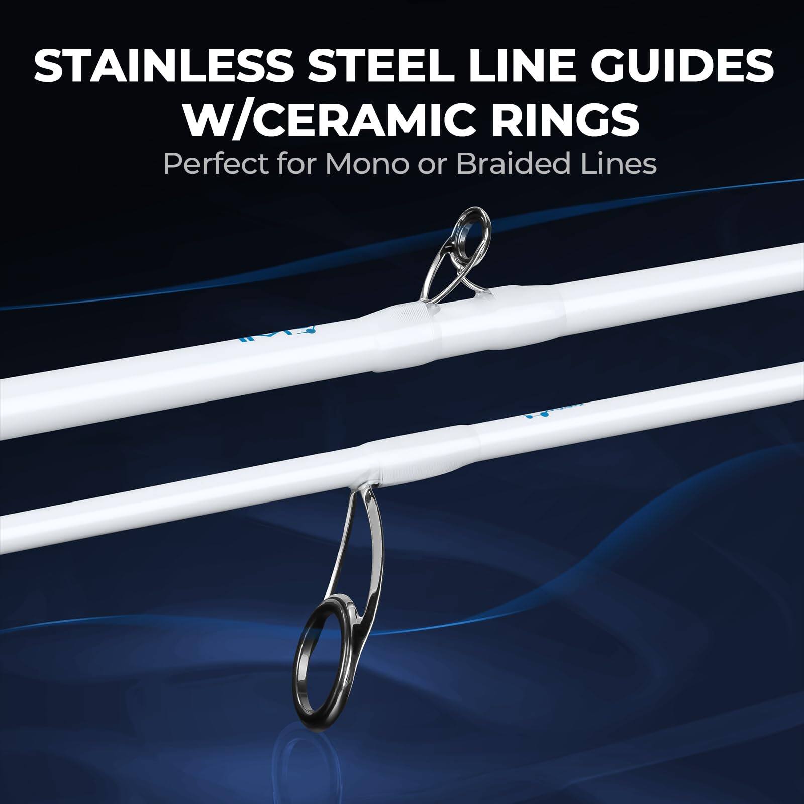 STAINLESS STEEL LINE GUIDES  
W/CERAMIC RINGS  
Perfect for Mono or Braided Lines