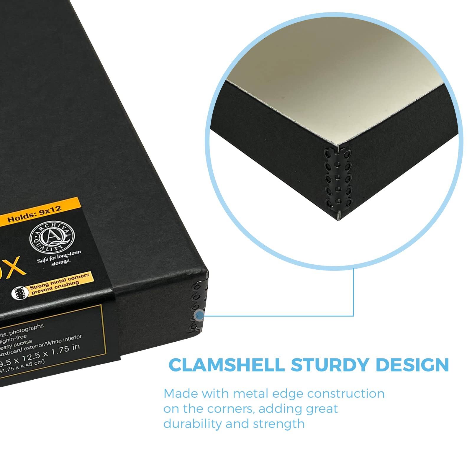 9x12 Holds: MCHIIE QUALLA long-terms Safe for storage. X metal comers Strong prevent crushing its, photographs lignin-free interior easy access exterior/White in exboard x 1.75 x 12.5 9.5 e 4.45 cm) x $1.75 CLAMSHELL STURDY DESIGN Made with metal edge construction on the corners, adding great durability and strength

---

**Corrected Text:**

9x12 Holds: MCHIIE QUALLA long-term Safe for storage. X metal comers Strong prevent crushing its, photographs lignin-free interior easy access exterior/White in exboard x 1.75 x 12.5 9.5 e 4.45 cm) x $1.75 CLAMSHELL STURDY DESIGN Made with metal edge construction on the corners, adding great durability and strength

---

**Grouped and Corrected Text:**

- **Holds:** 9x12
- **Safe for long-term storage.**
- **Strong metal corners prevent crushing.**
- **Photographs, lignin-free interior, easy access exterior/White in exboard.**
- **Dimensions