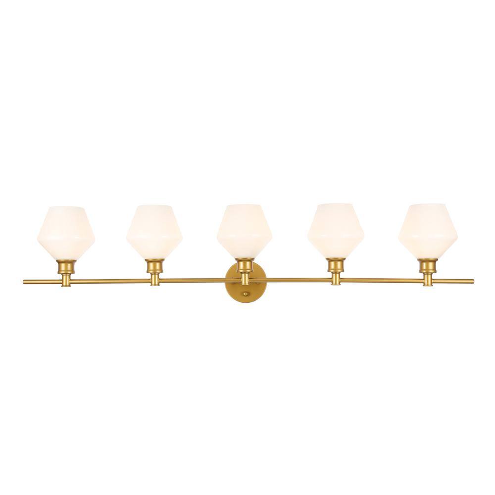 Alt View 10. Living District - Gene 5 light Brass and Frosted white glass Wall sconce - Brass And Frosted White Glass.