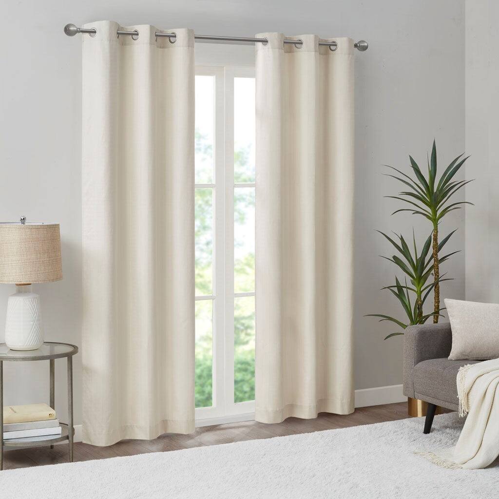 Alt View 4. BreeBe - Basketweave Room Darkening Curtain Panel Pair(2 Pcs Window Panels) - Ivory.