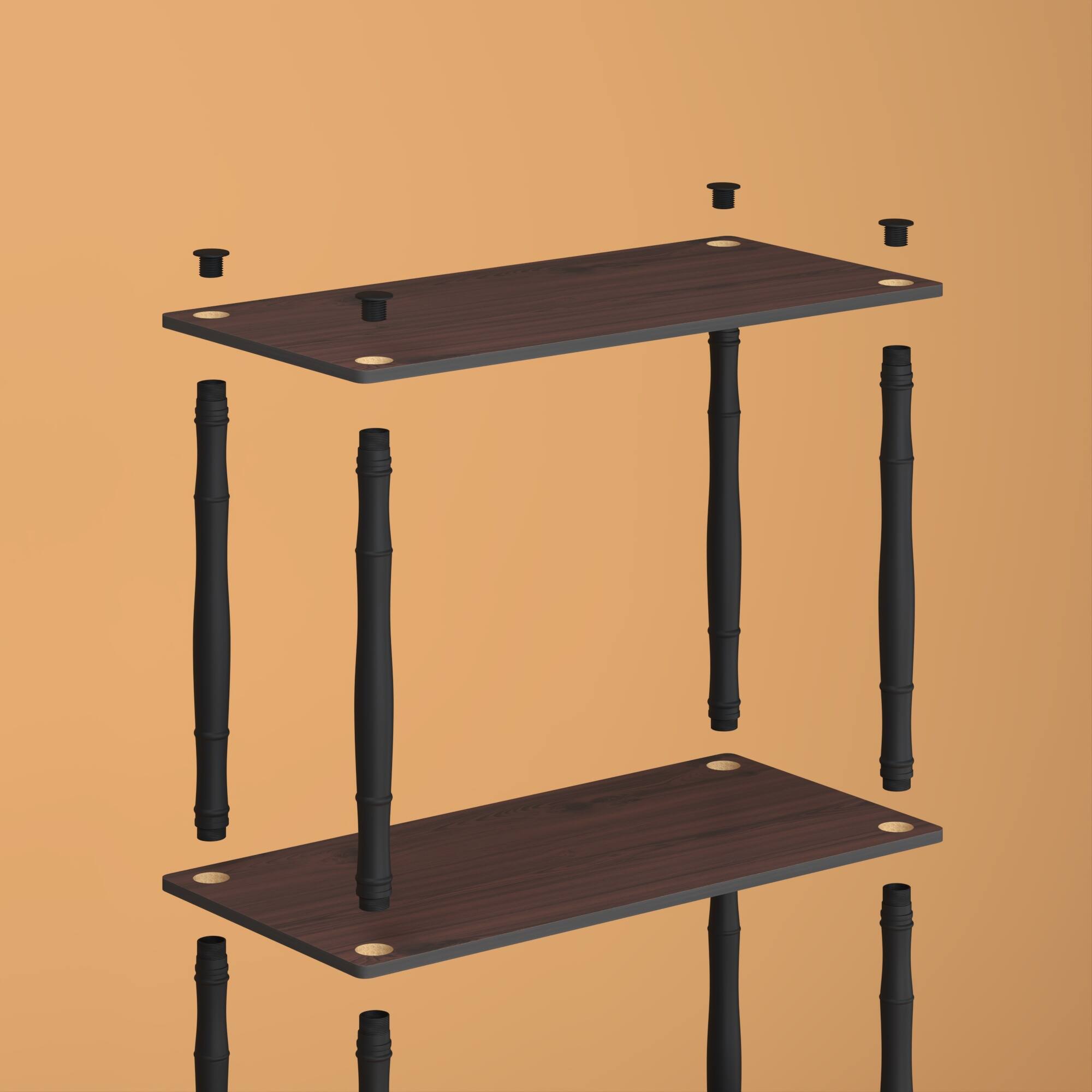 Alt View 4. HOMLUX - 3-Tier 29.5" Corner Shelf Open Shelves for Display for Living Room and Office Organization Dark Cherry - Dark Cherry & Black.