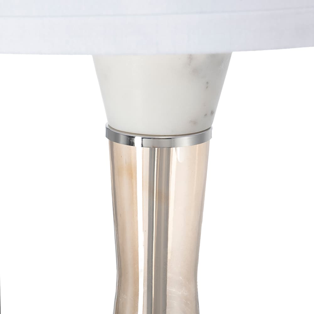 Alt View 1. Luckbyte - 15x30.2 Inch White Bronze Marble Table Lamp With Glass Cylinder Shade Assembly Required.